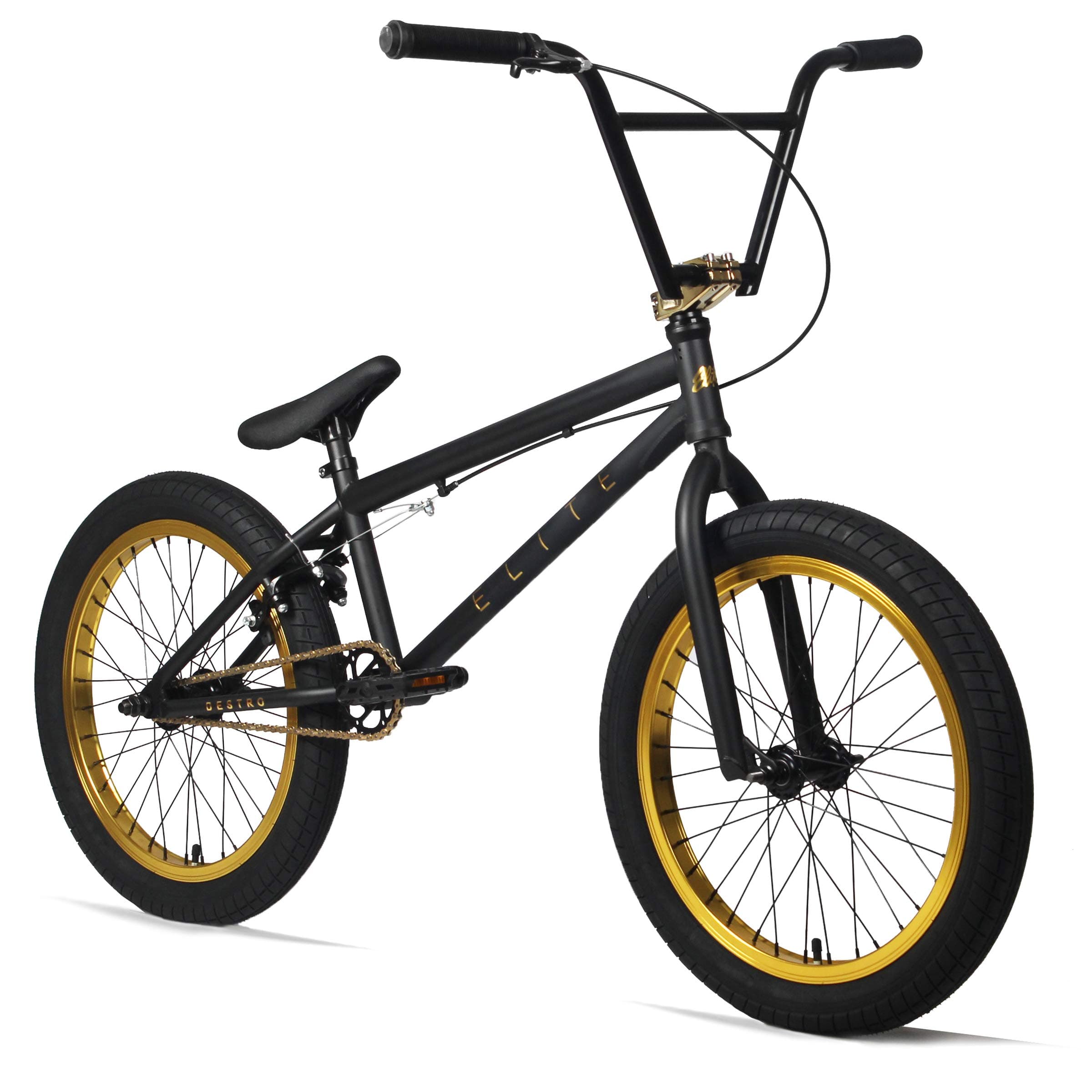 Elite 20” BMX Bicycle Destro Model Freestyle Bike (BK Gold)