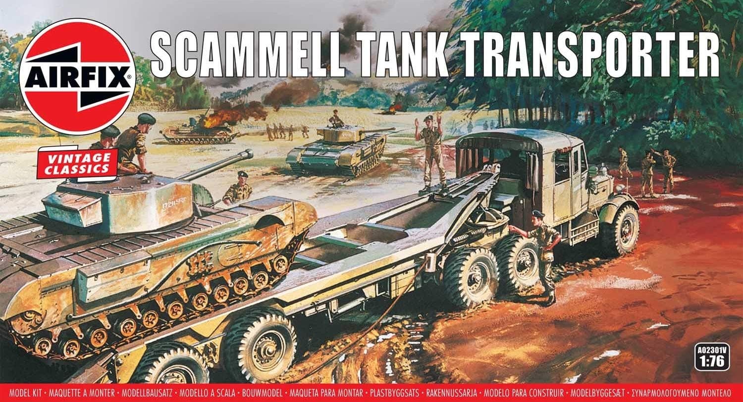 Airfix Vintage Classics Set - A02301V Scammel Tank Transporter - Plastic Model Tank Kits for Adults & Children 8+, Set Includes 107 Pieces, Sprues & Decals - 1:76 Scale Model Tank Set