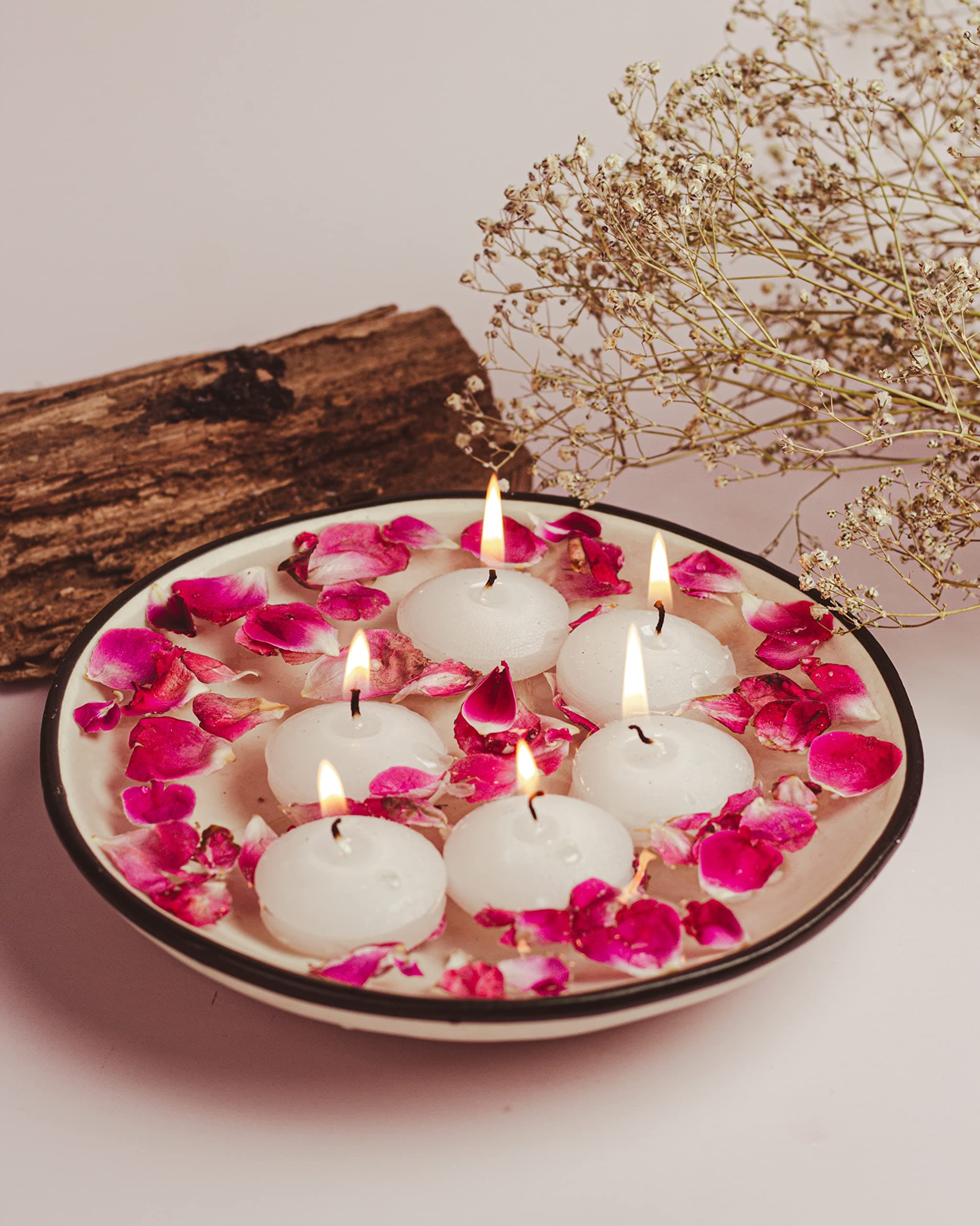 Aura Decor Pack of 20 Nuggets Floating Candles (White Colour) (5cm x 3cm x 3cm) (Burning Time 5 Hours)