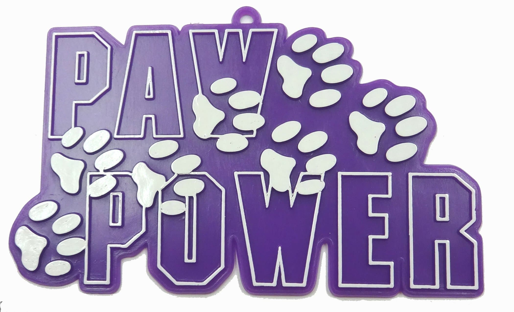 Paw Power Trinket 4" x 2.25" (Purple & White)