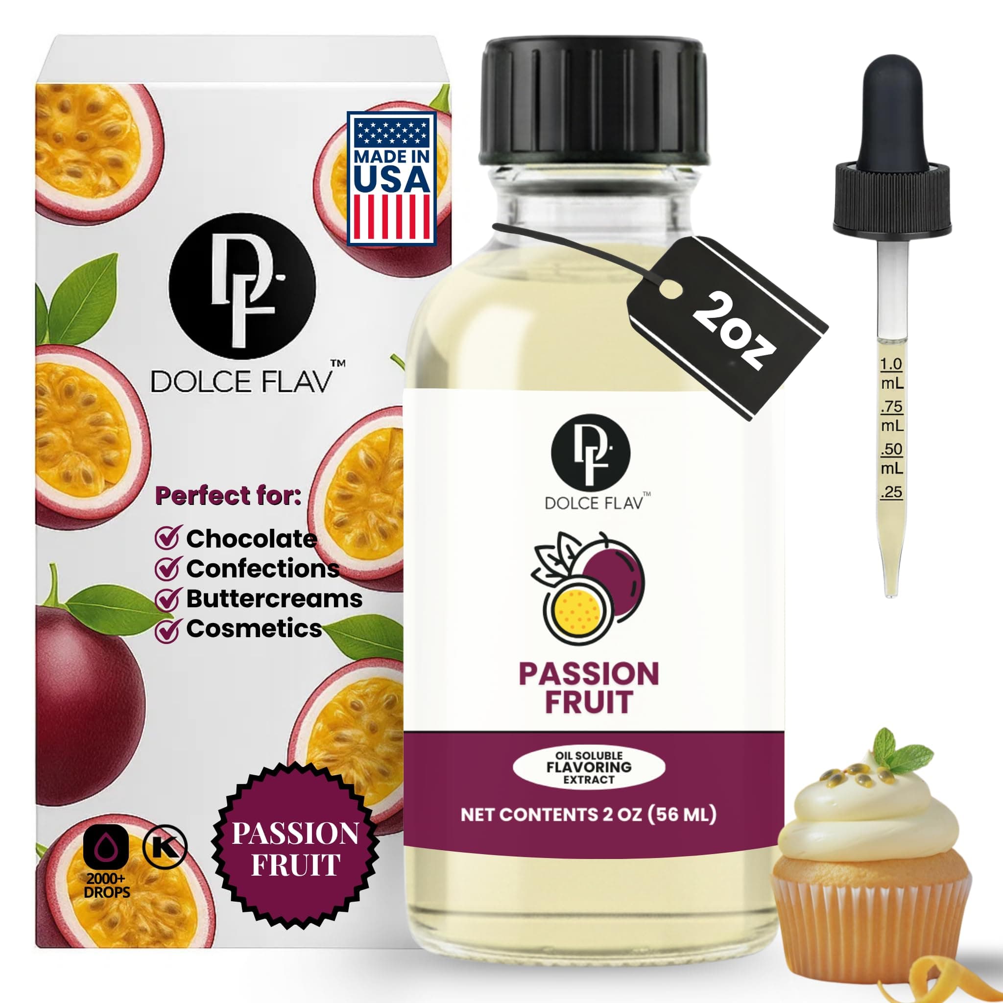 Passion Fruit Extract - 2 Ounce Oil-Soluble Multipurpose Flavoring Ideal for Candy Making, Baking, Lip Balm, and Ice Cream - Passion Fruit Concentrate Perfect for Weight Management