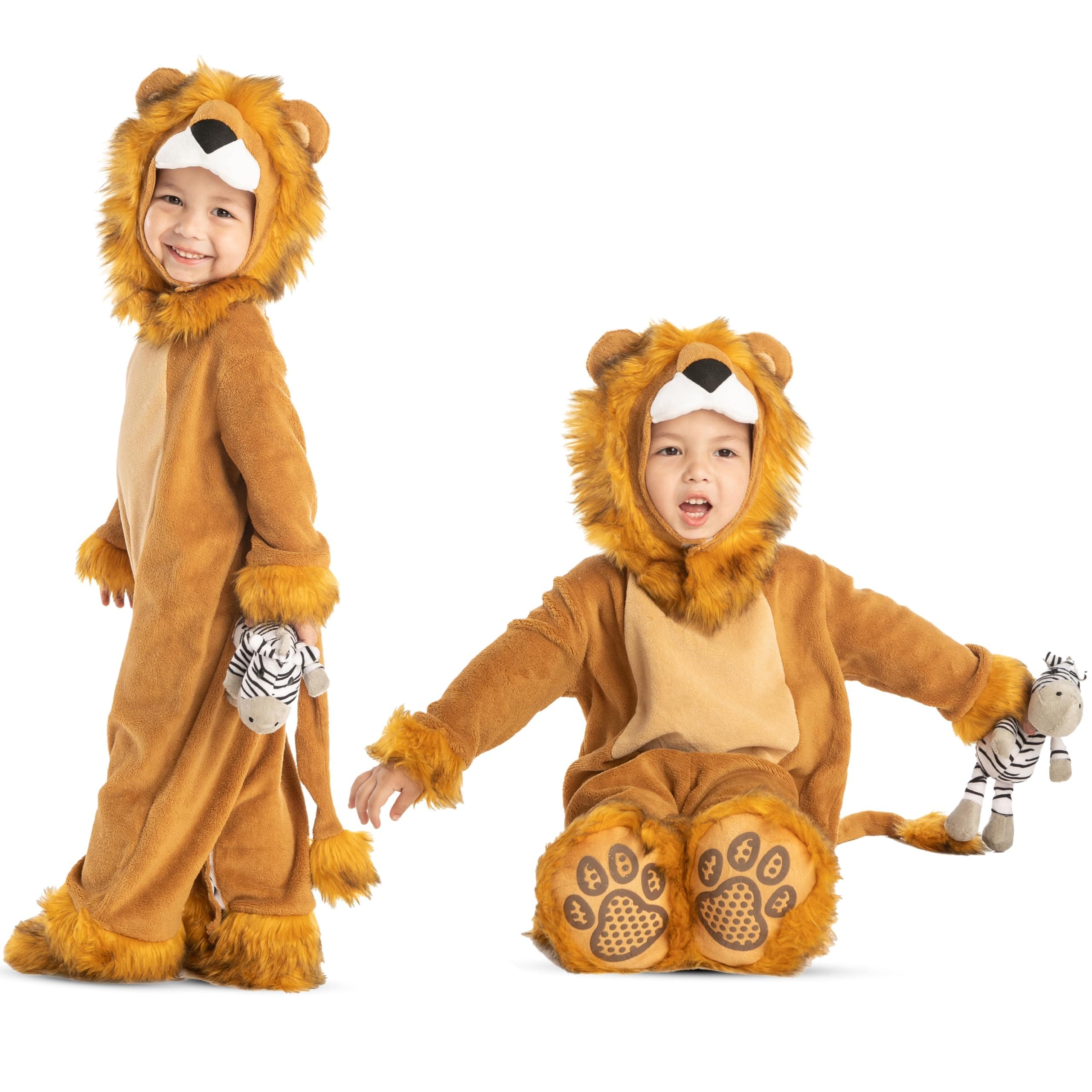Spooktacular CreationsHalloween Toddler Lion Costume with Zebra Toy, Lion Costume Kids for Baby Halloween Dress Up Party
