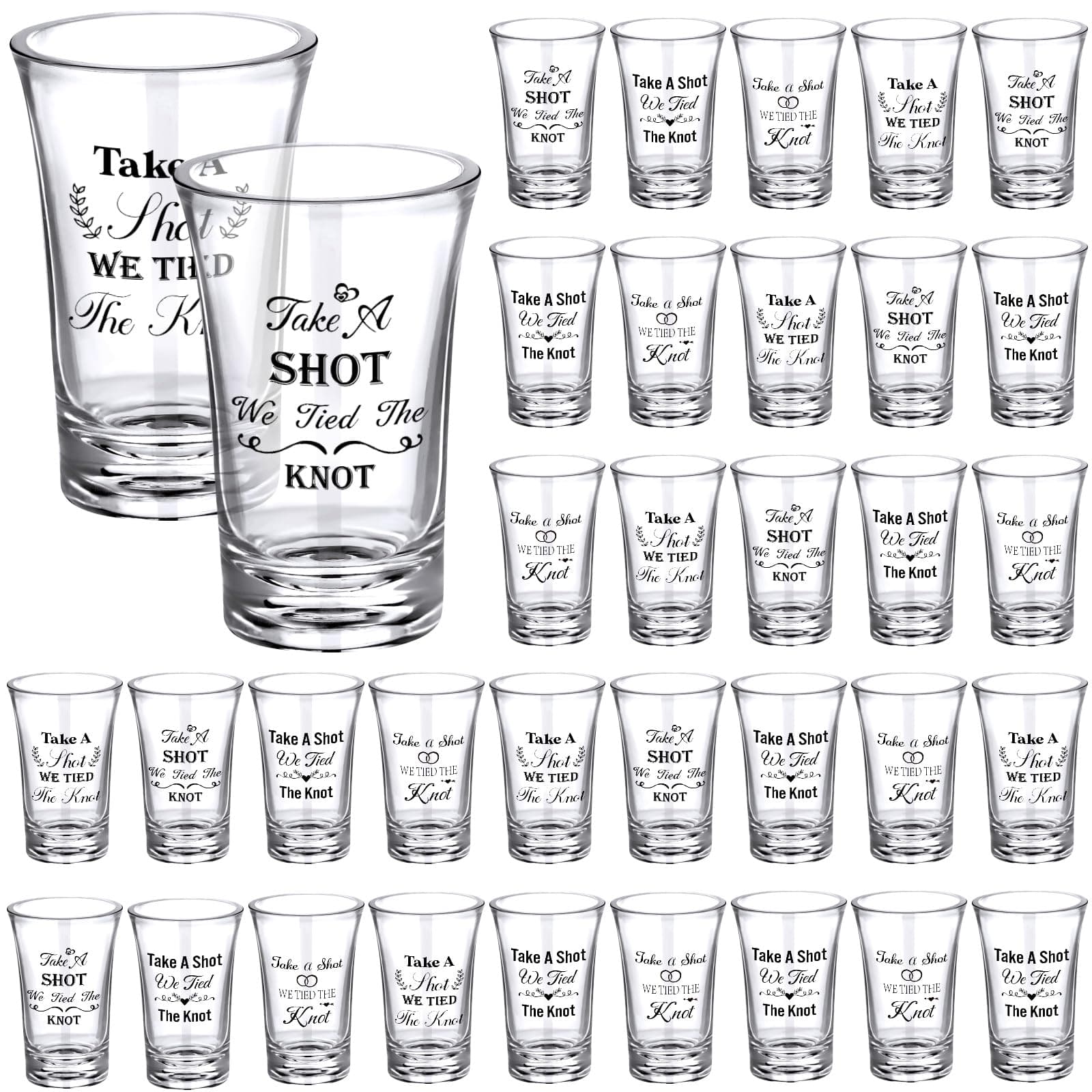 Cunhill 36 Packs Take a Shot We Tied the Knot Shot Glasses, Wedding Favor Set 1.2 Ounce, Wedding Favor, Acrylic Funny for Bridal Party(Classic)