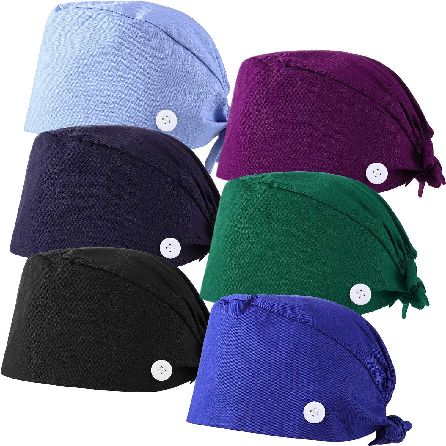 Syhood 3 Pieces Working Caps with Buttons and Sweatband Adjustable Gourd-Shaped Tie Back Hats for Women Men