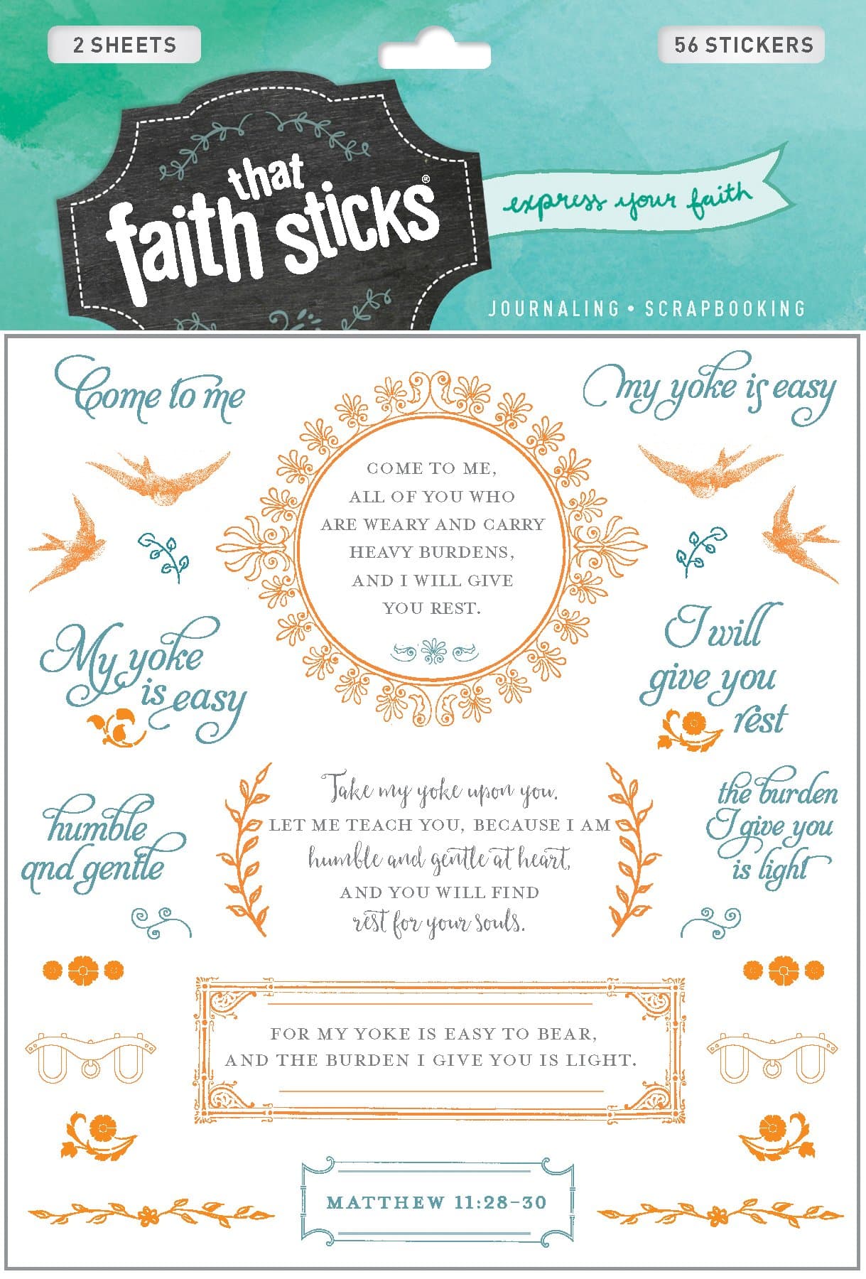 Matthew 11:28-30 (Faith That Sticks Stickers) Paperback – June 21, 2016