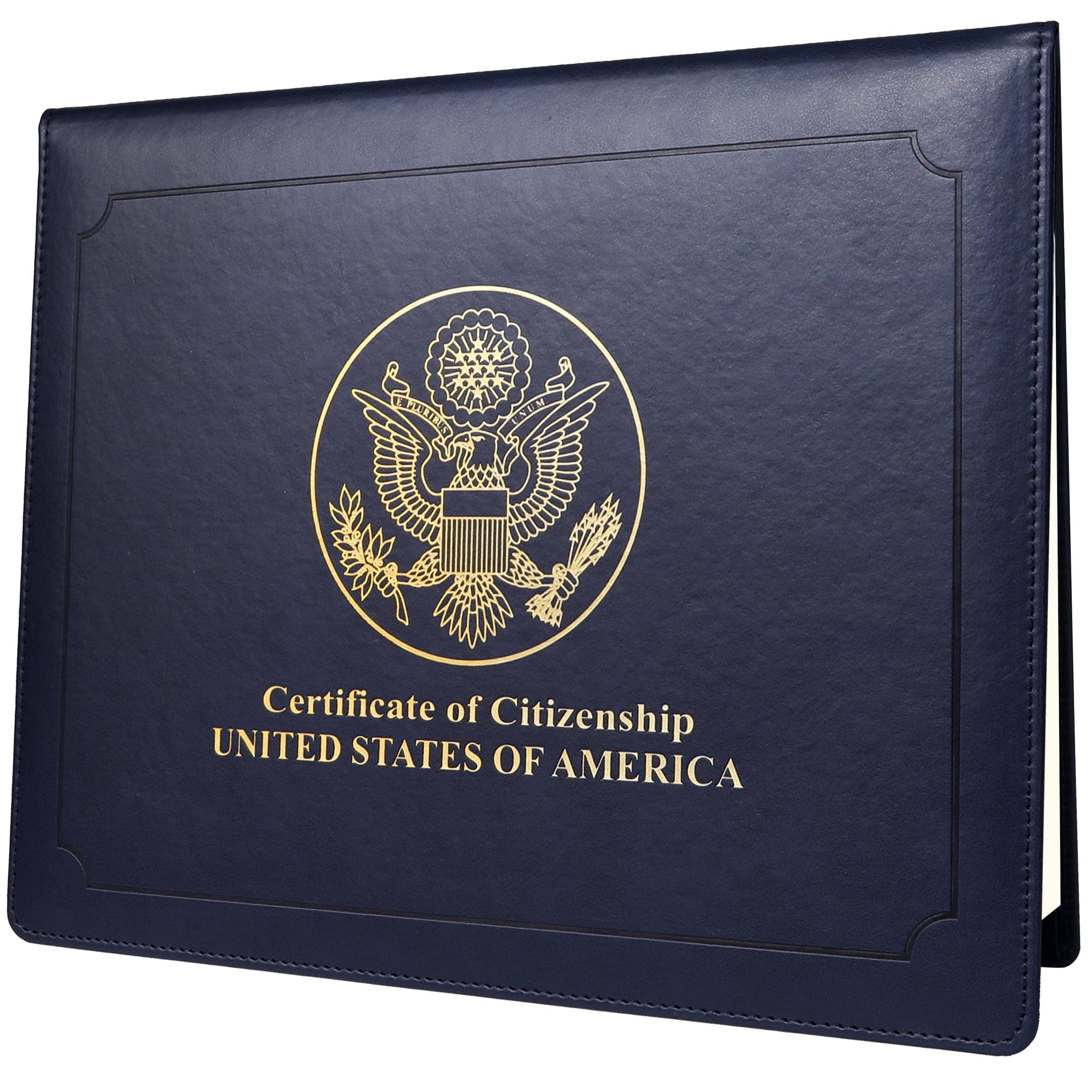 SUNEE US Citizenship Certificate Holder - US Citizenship Gifts - PU Naturalization Certificate, Gold American Seal Logo Certificate of Citizenship Cover, Padded with Cover