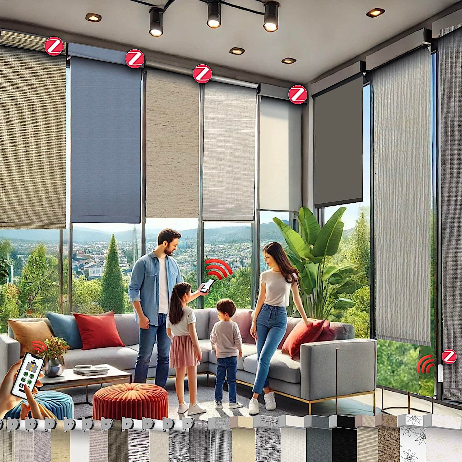 HILADUO Custom Motorized Blackout Roller Shades – Smart Electric Blinds Work with Apple Home, Alexa & Google Home – 100% Light Blocking Thermal for Bedroom (20"-105" Width)