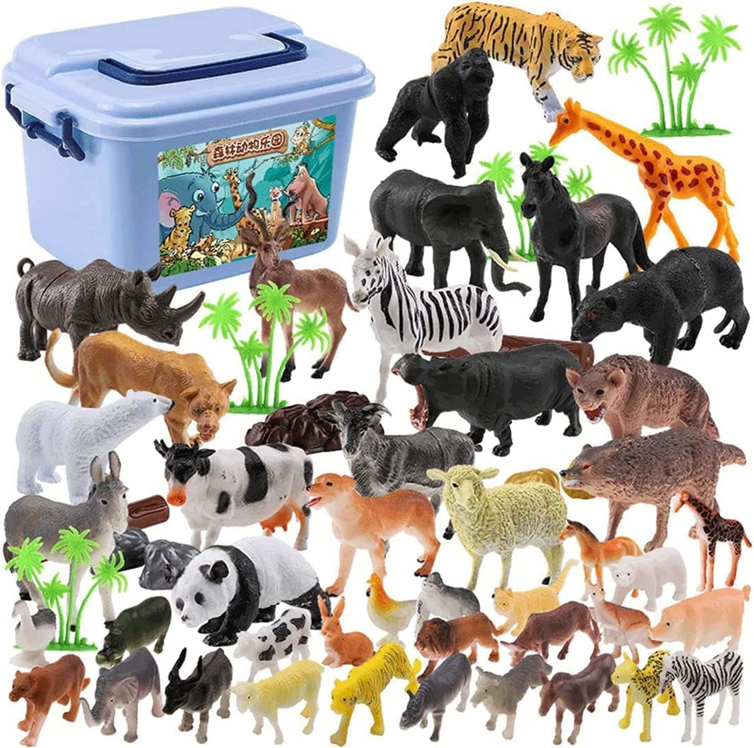 58 Pcs Animals Figurines, Realistic Jungle Animal Figurines, Mini Farm Animal Figurines, Wild Zoo Animals Learning Educational Toys Birthday Gift