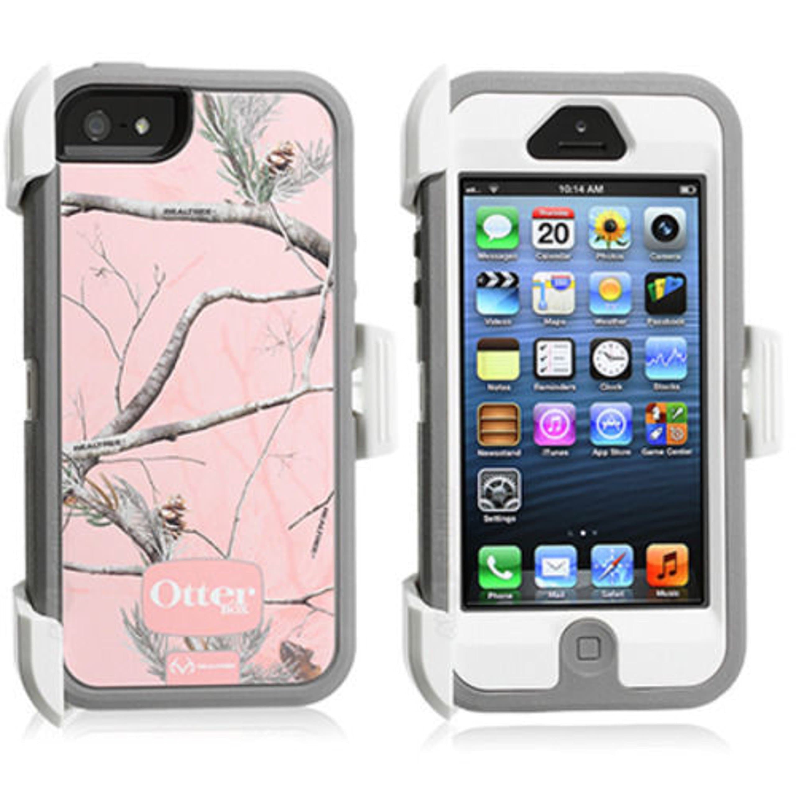 Defender Series Case for iPhone SE (1st gen - 2016) and iPhone 5/5s - Retail Packaging - Realtree AP Pink (White/Gunmetal Grey/AP Pink Design)