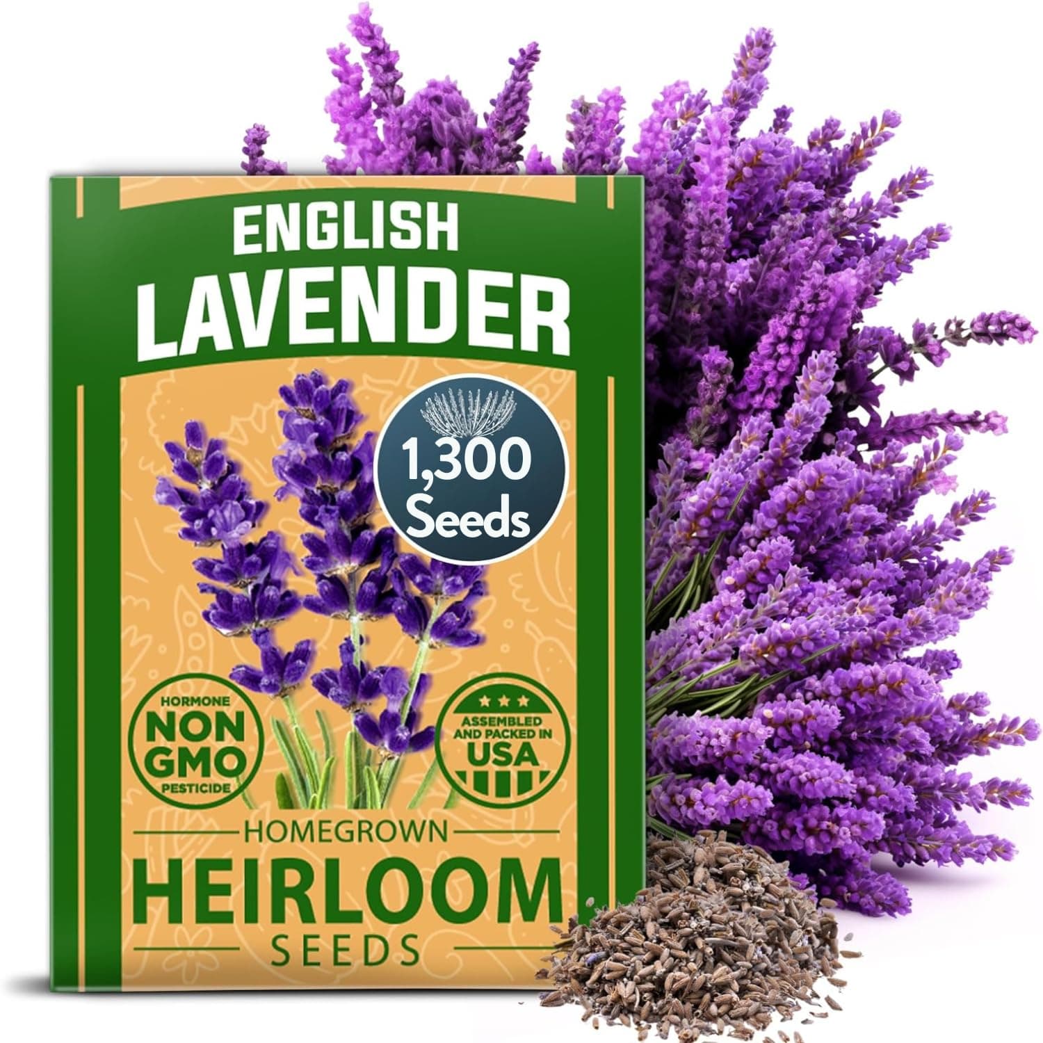 HOME GROWN Premium English Lavender Seeds -1,300 Herb Seeds,Wildflower Seed for Planting Indoor/Outdoor, High Germination,Plant Flower Seeds(Lavandula antustifolia)