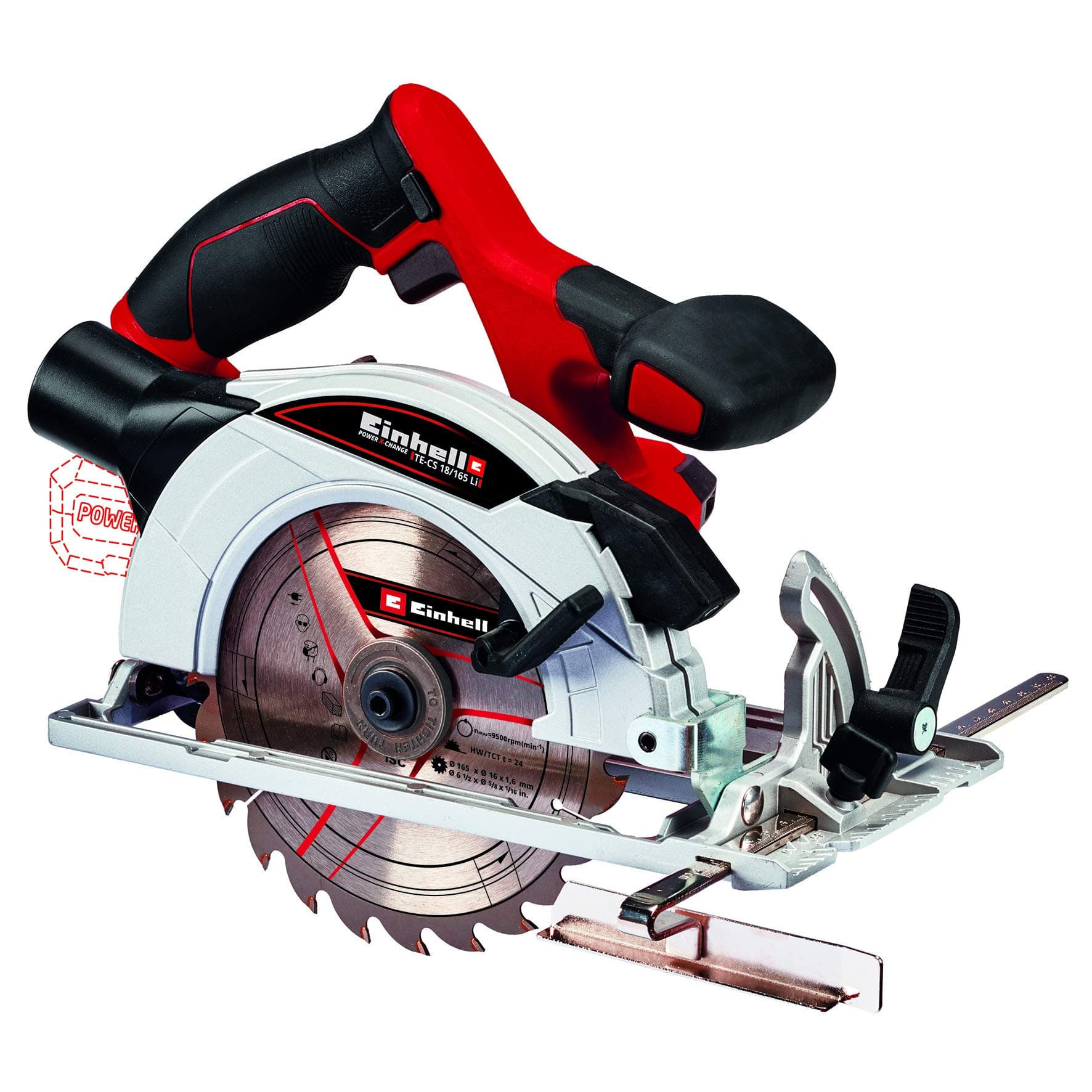 Einhell TE-CS 18/165 Li 18-Volt Power X-Change Cordless 6.5-Inch Circular Saw, Tool Only