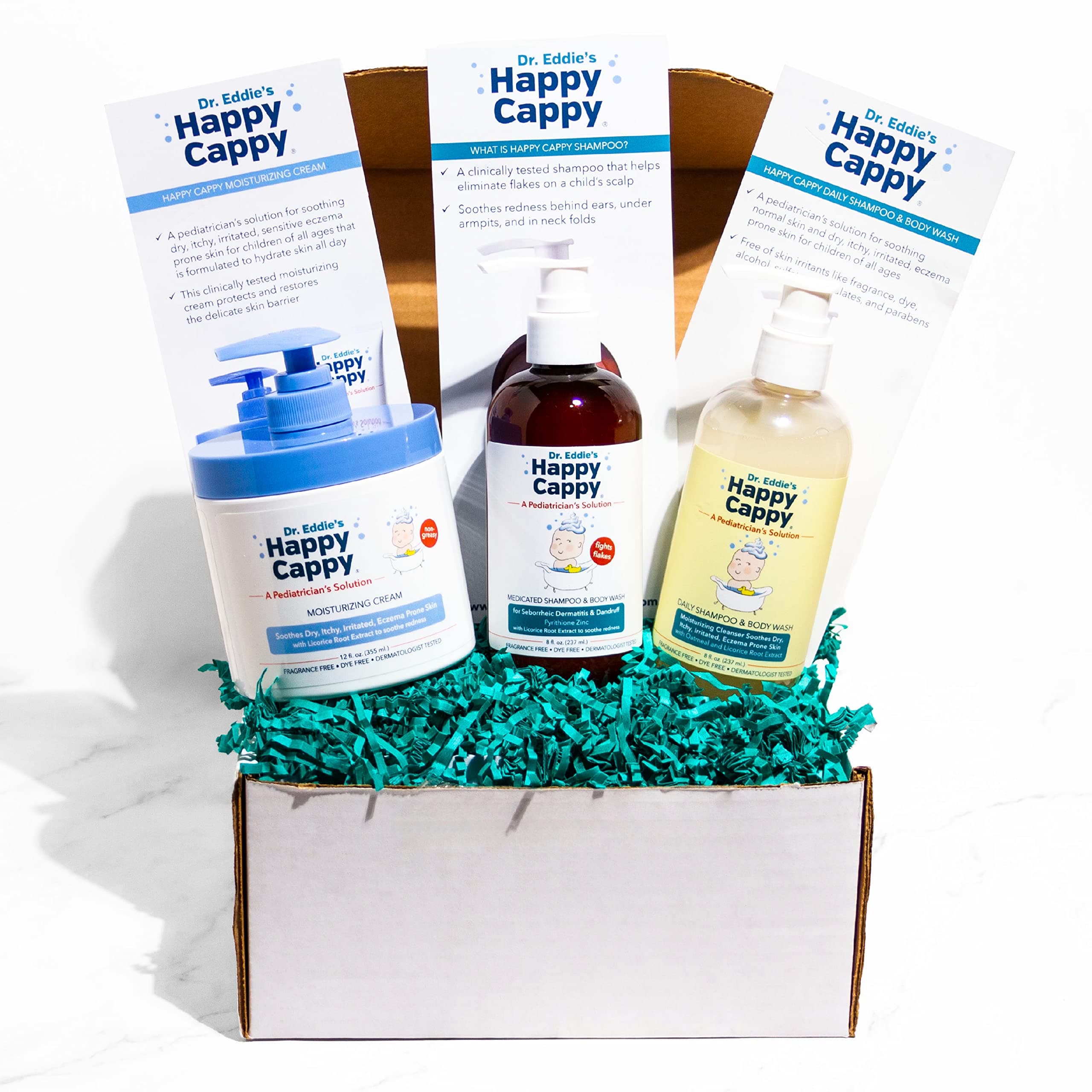Happy Cappy Sensitive Skin Gift Box | Manage Cradle Cap, Seborrheic Dermatitis, Dandruff, and Dry, Itchy, Sensitive Eczema Prone Skin for All Ages
