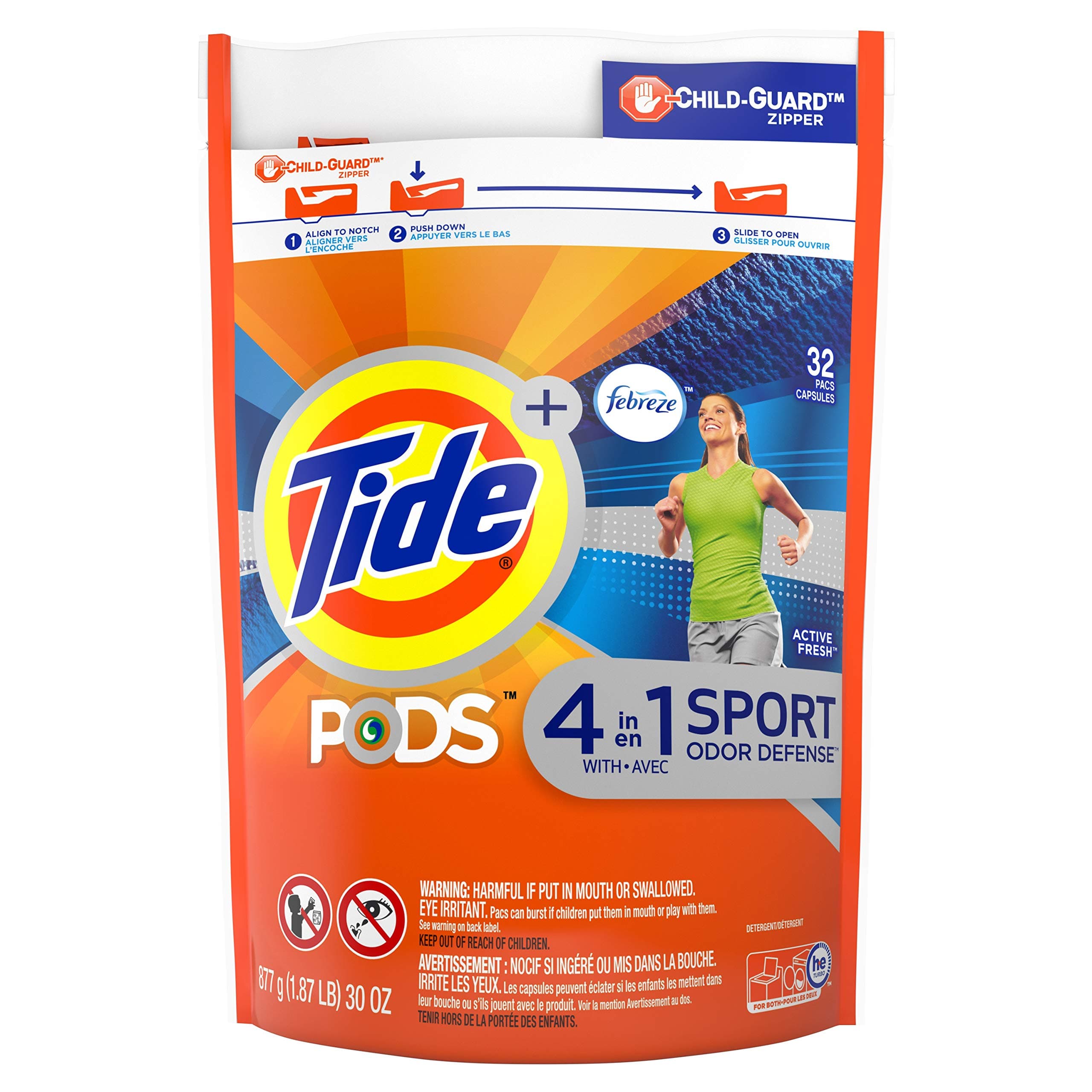 TidePods Febreze Sport Odor Defense, 32 Ct Laundry Detergent Pacs