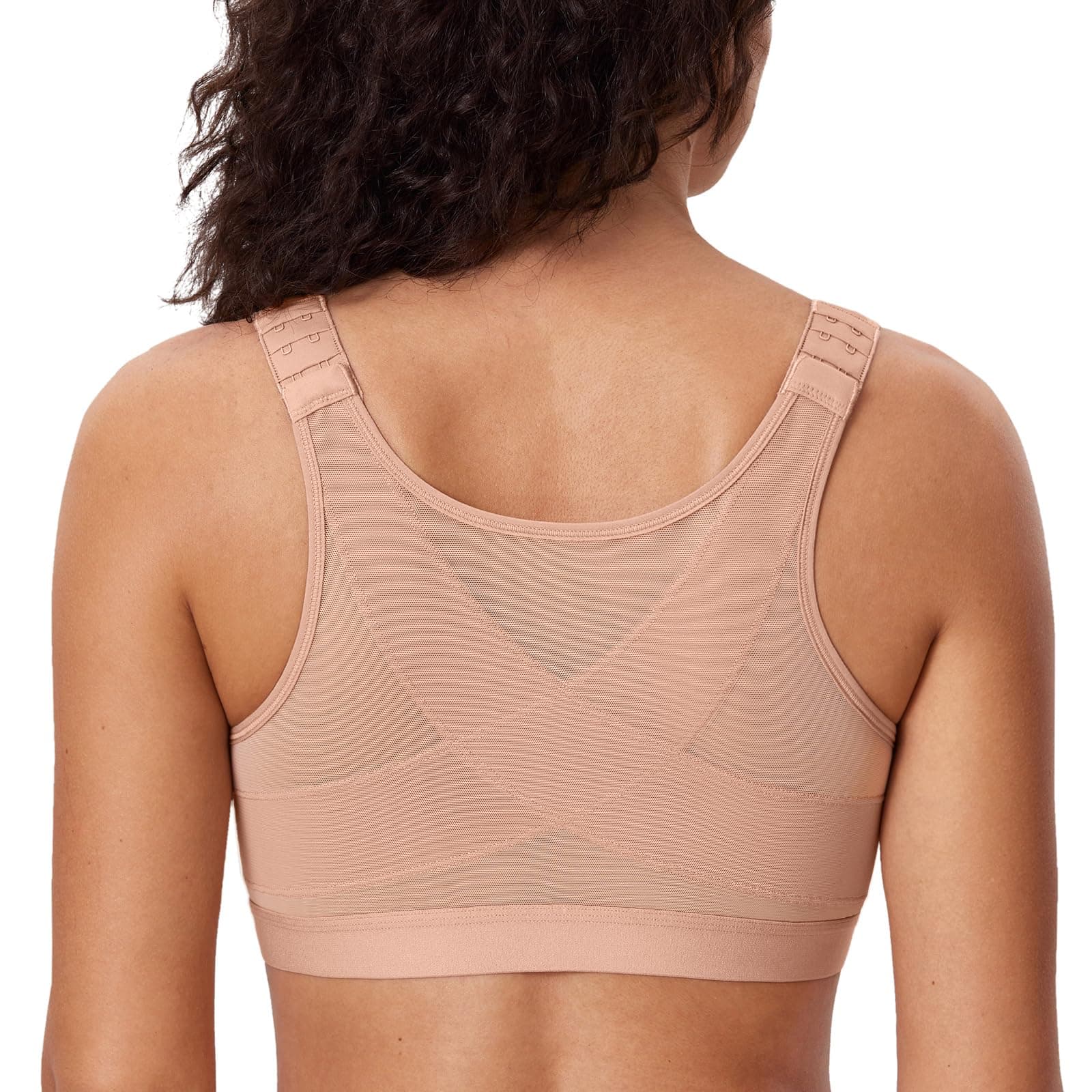 DELIMIRA Women's Front Closure Posture Wireless Back Support Full Coverage Bra