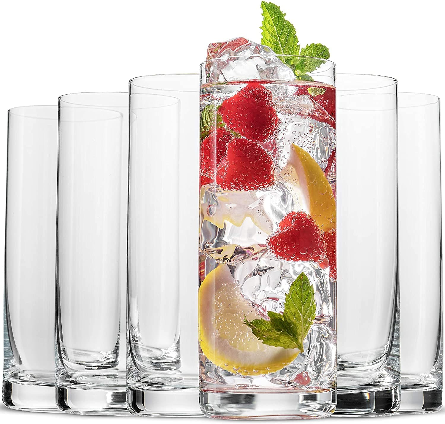lizepto Tall Water Juice Drinking Glasses Set of 6 8.3oz Collection Highball & Tumbler Crystal Glass Perfect for Home, Restaurants and Parties Dishwasher and Microwave Safe