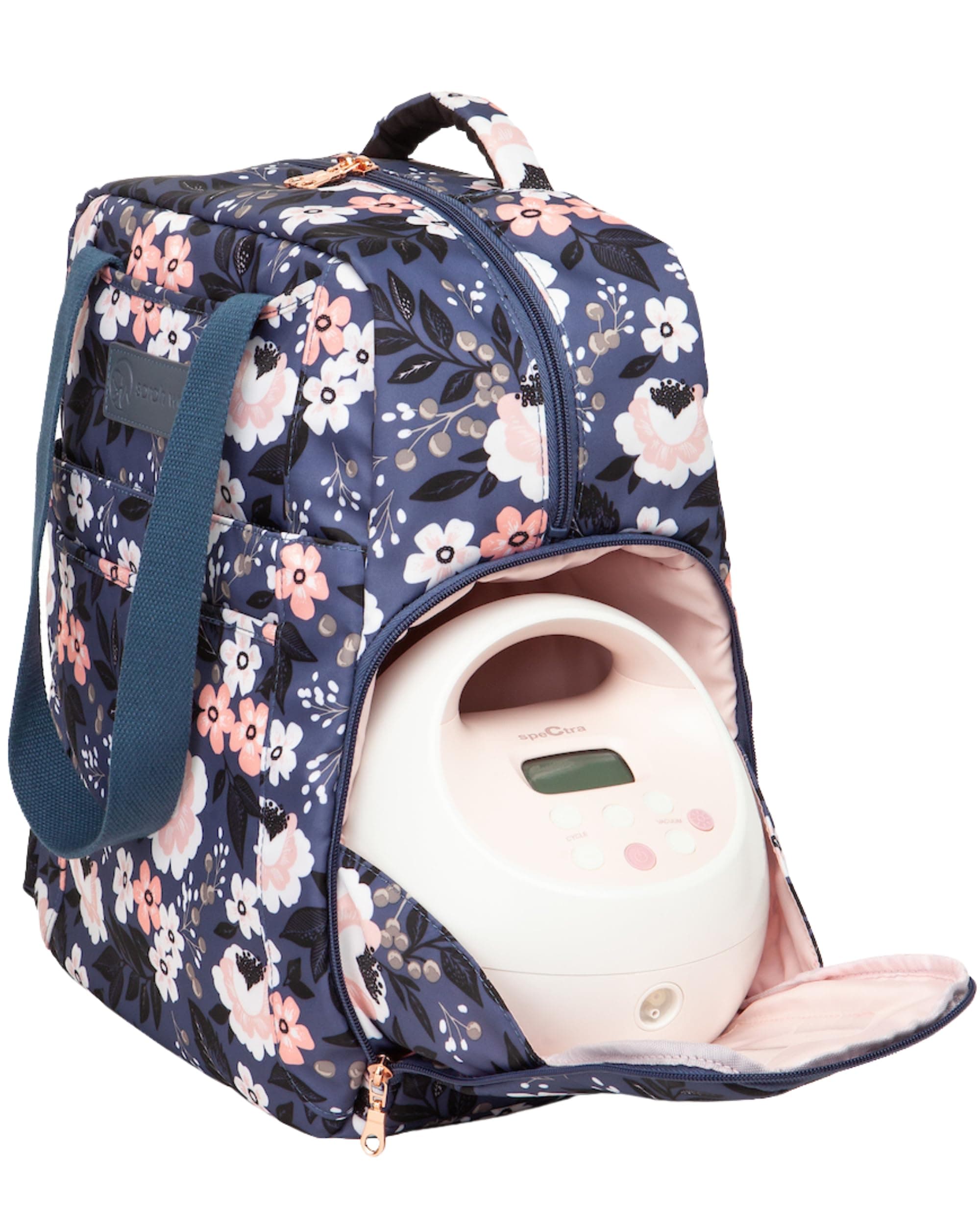 Kelly Breast Pump Backpack & Tote - Insulated Pocket, Laptop Sleeve & Easy-Clean Design, Fits All Pumps, Diaper Bag for Moms (Le Floral)