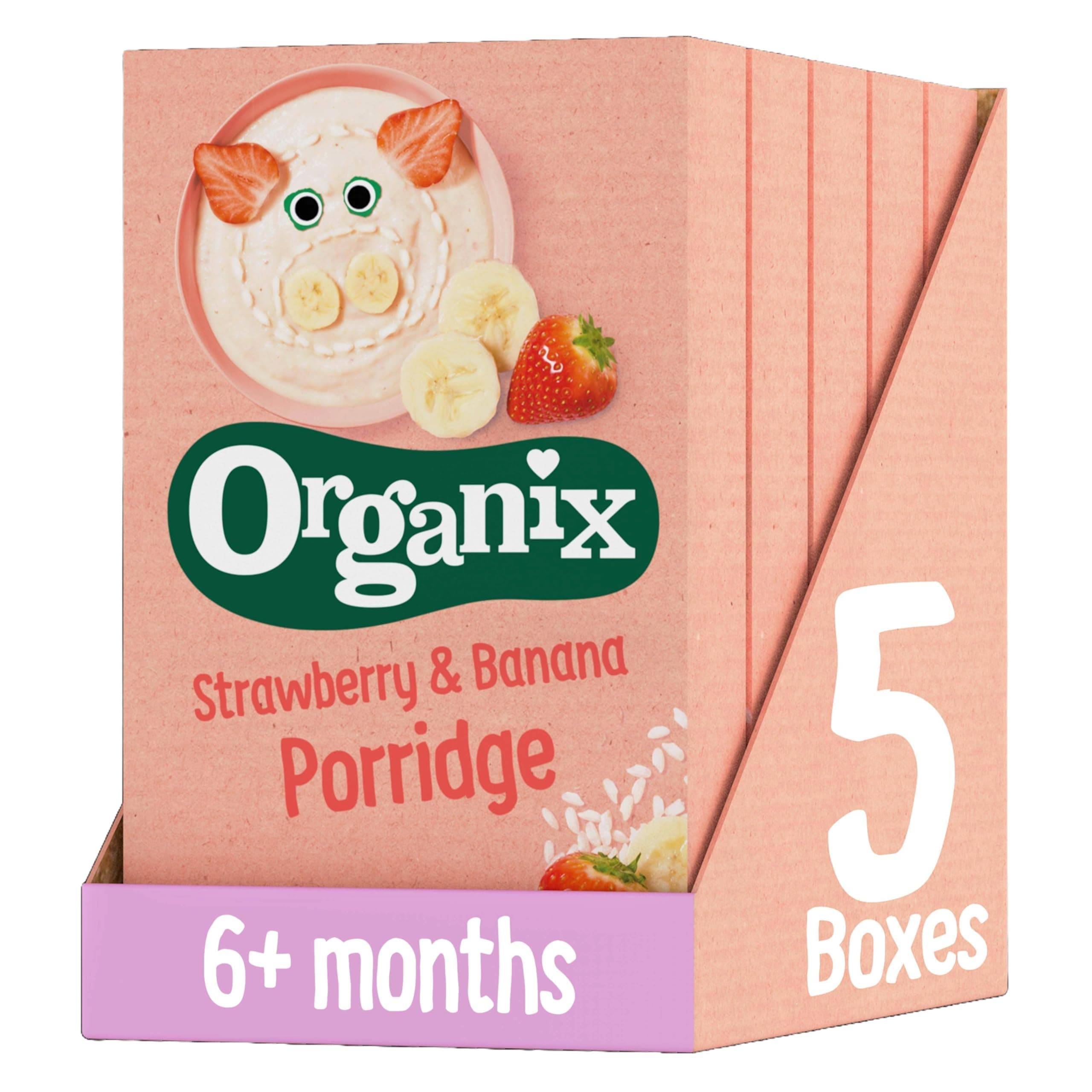 Strawberry & Banana Organic Baby Porridge, 6+ Months, 120 g (Pack of 5)