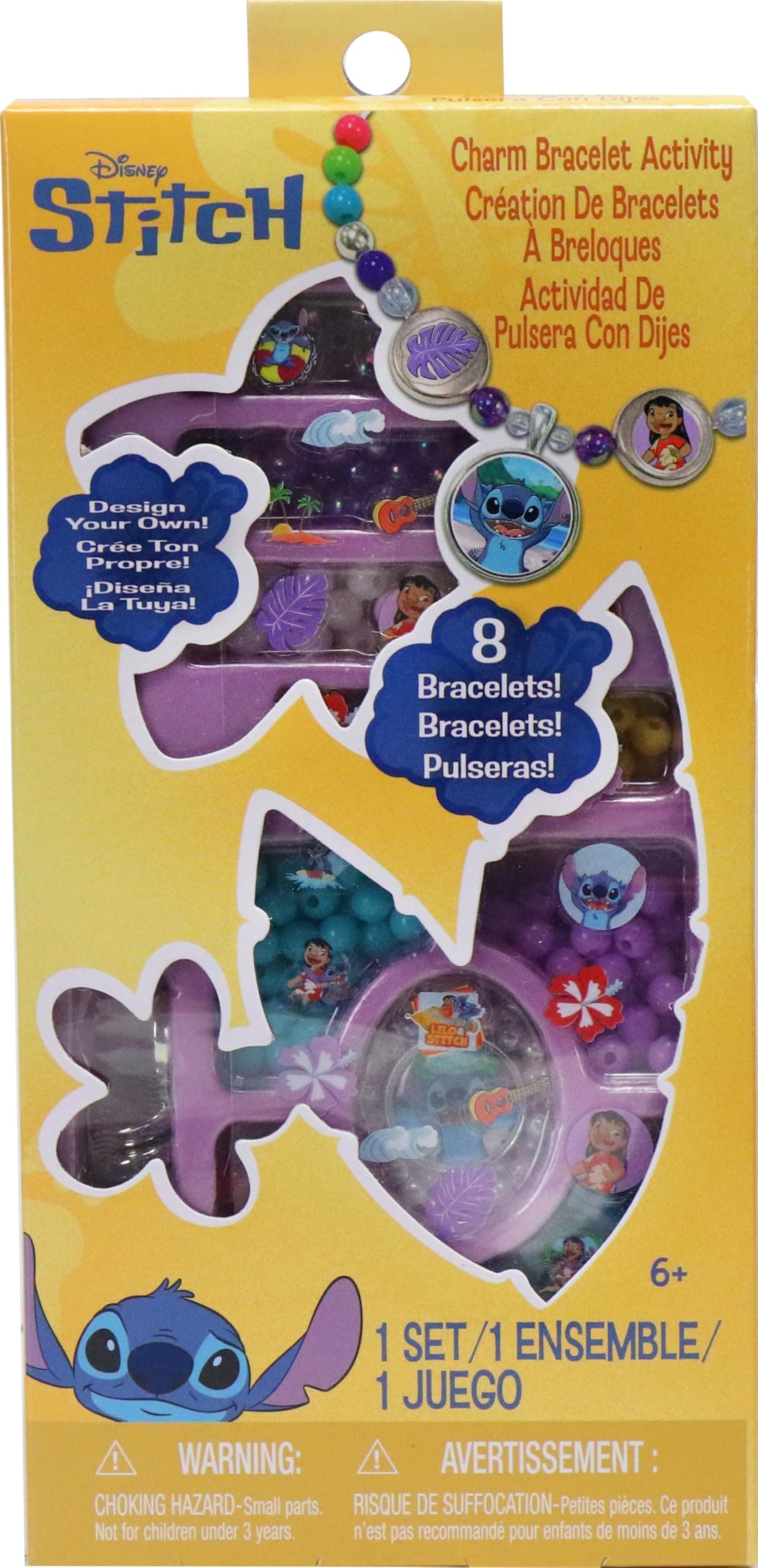 Tara Toys Disney Stitch Charm Bracelet Activity Set – 408-Piece Jewelry Kit for Girls with Beads, Charms & Cords – DIY Friendship Bracelet Craft for Kids Ages 3+ – Official Disney Licensed