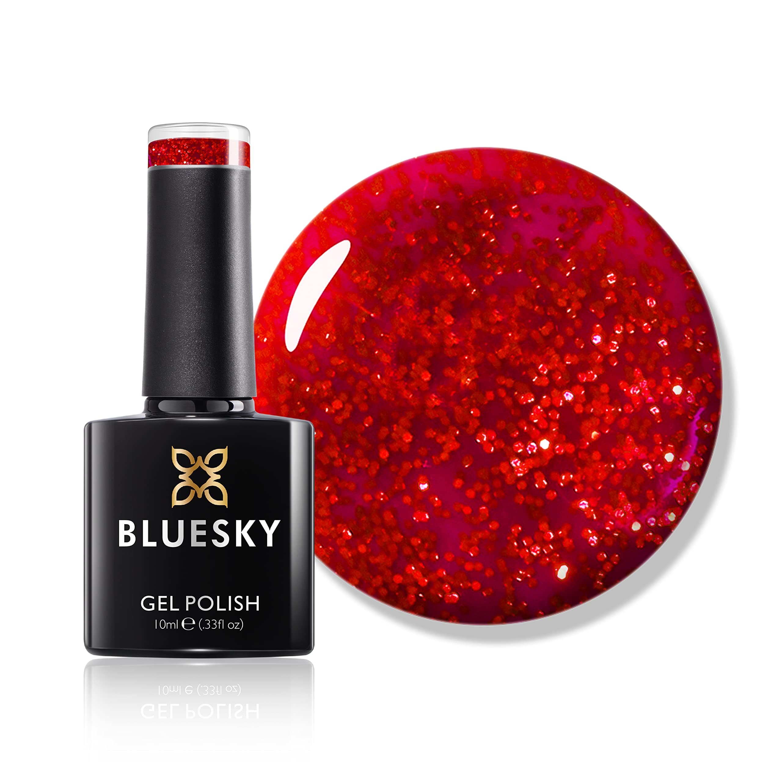 Bluesky Gel Nail Polish, Santa Red Dream Bsh028, Glitter, Long Lasting, Chip Resistant, 10 ml (Requires Drying Under UV LED Lamp)