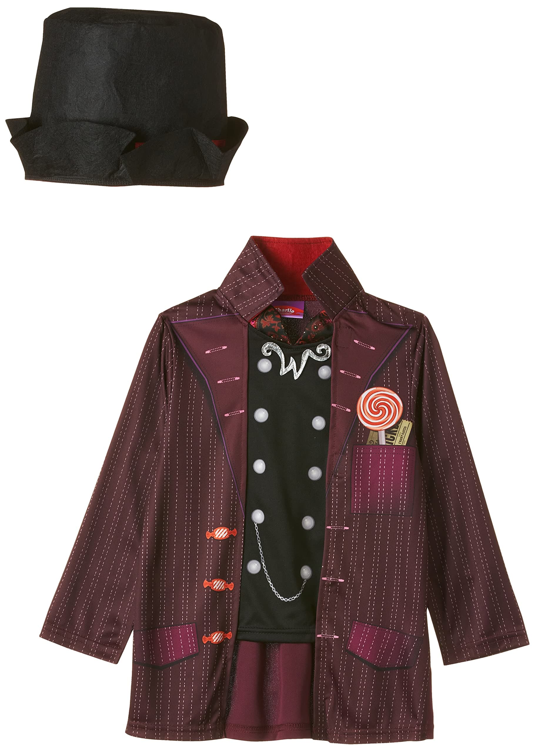 Rubie'S Official Willy Wonka Charlie And The Chocolate Factory World Book Day And Book Week Costume, Small, Black