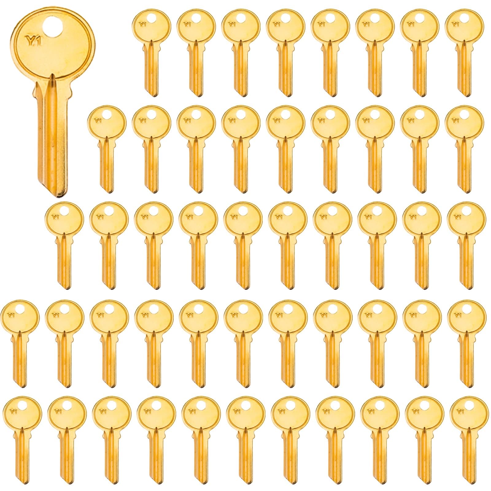Brass Finish Key Blanks, Y1 Uncut Blank Keys, 5YA1 Key Blanks Pack of 50 Keys