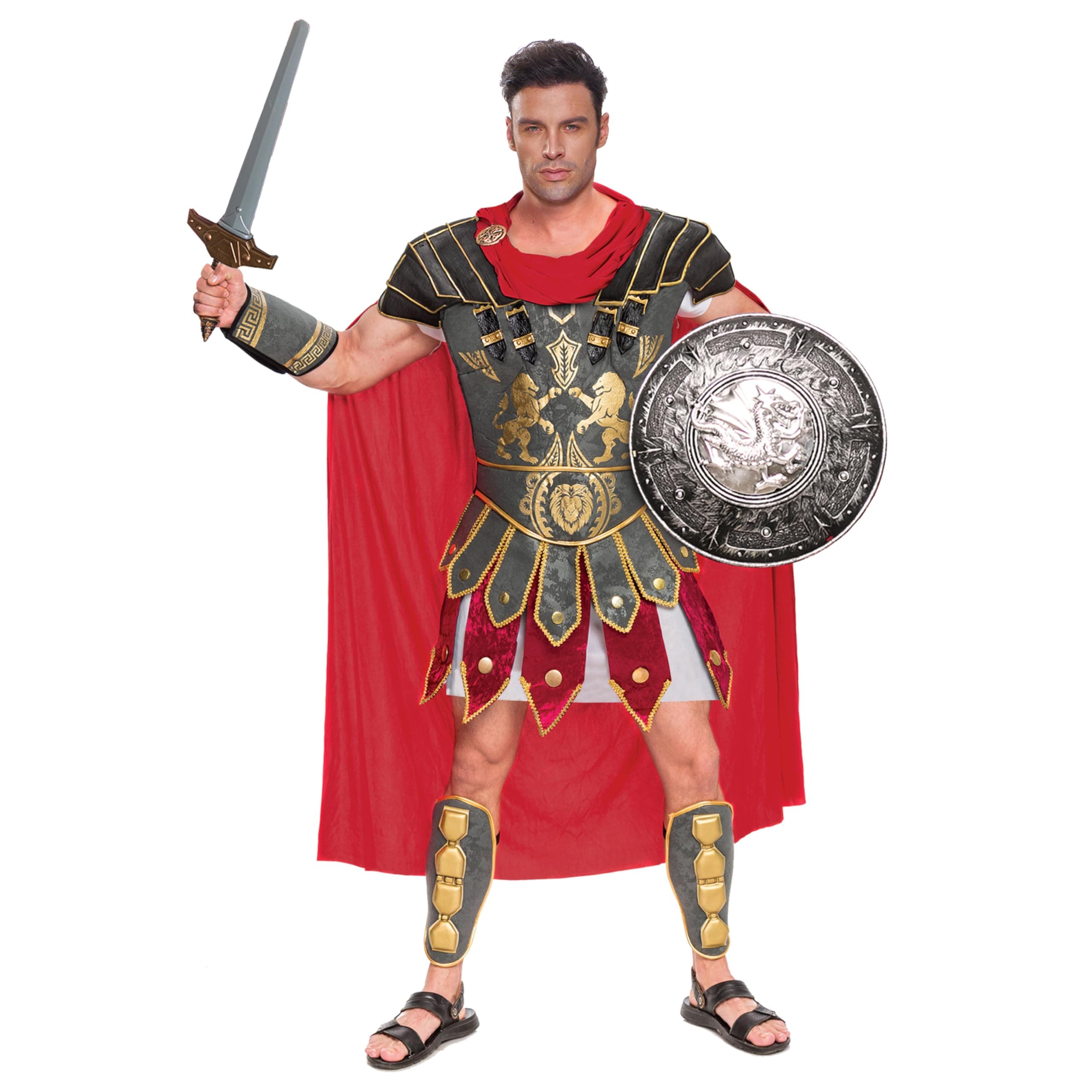 Brave Men’s Roman Gladiator Costume Set for Halloween Audacious Dress Up Party