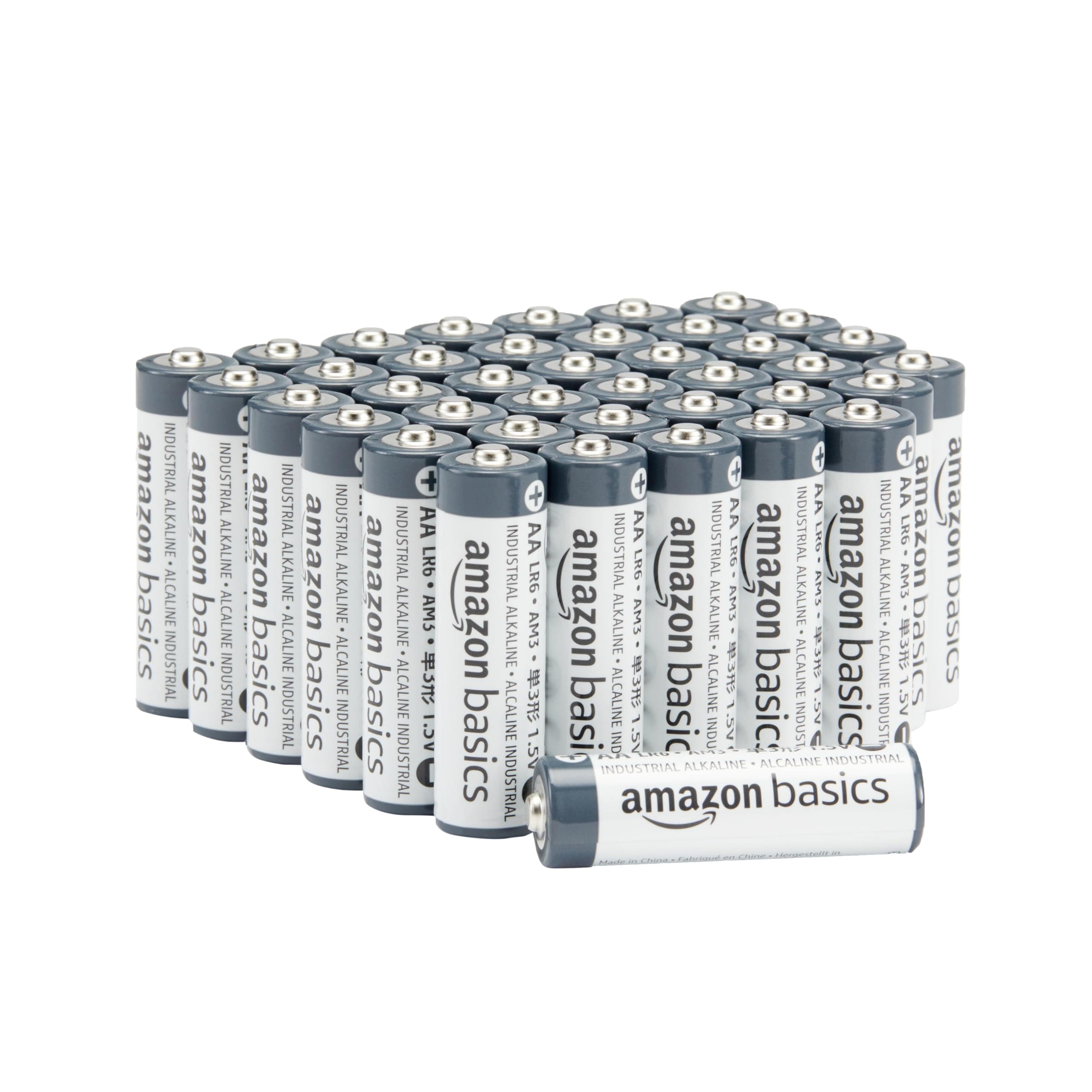 AA Alkaline Batteries, Industrial Double A, 5-Year Shelf Life, 40-Pack