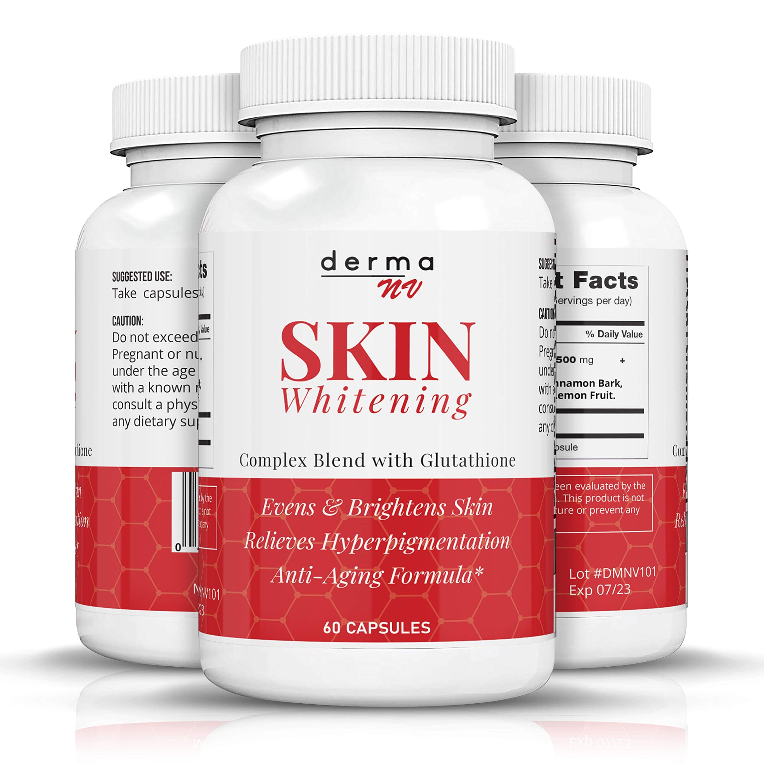 Glutathione Whitening Pills-3000mg Glutathione Whitening Pills -Acne Scar & Dark Spot Remover -Better Than Skin Whitening Cream-Natural Skin Lightener -Anti-Aging & Antioxidant Formula -Derma NV