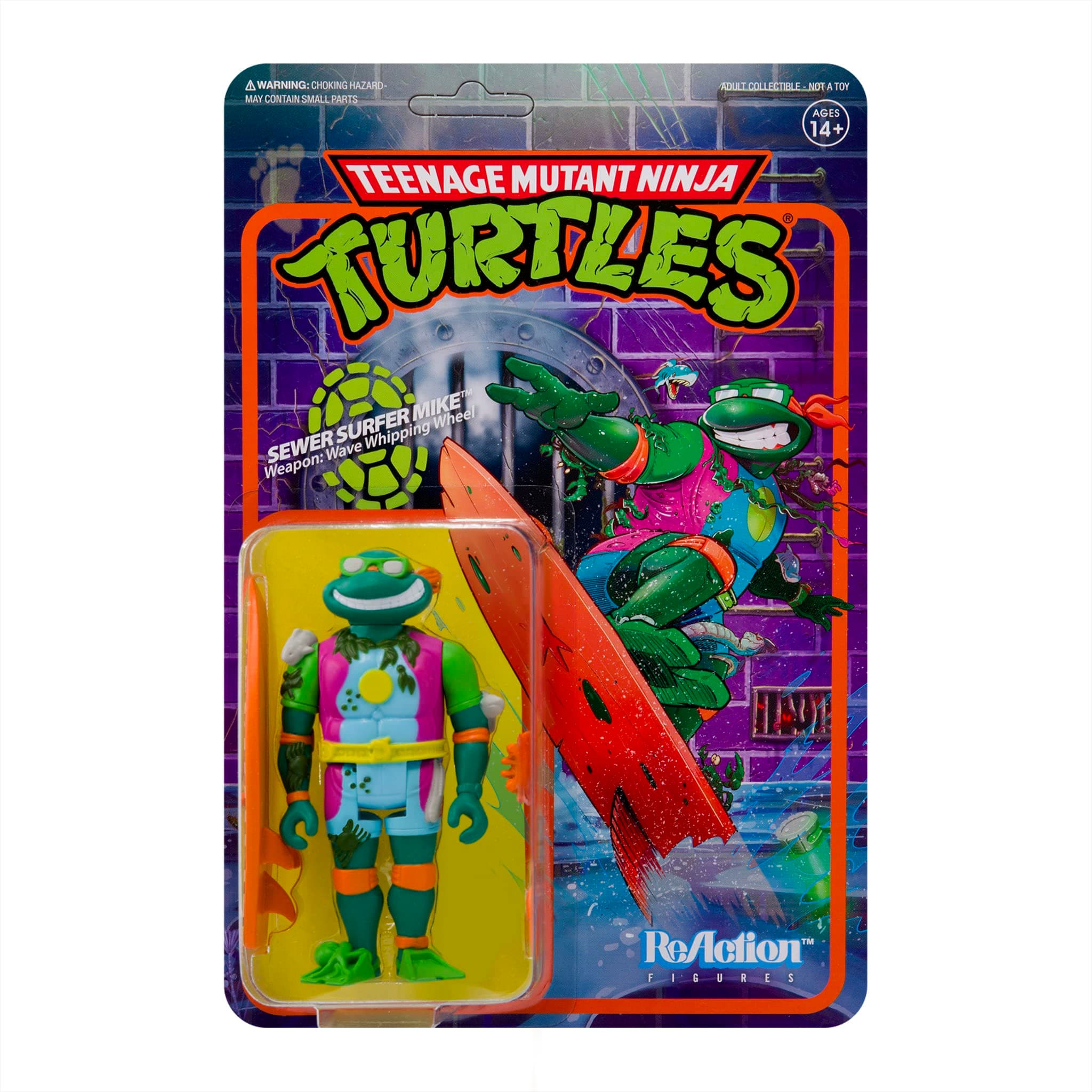 Teenage Mutant Ninja Turtles Sewer Surfer Michelangelo - 3.75" TMNT Action Figure with Accessories Classic Cartoon Collectibles and Retro Toys