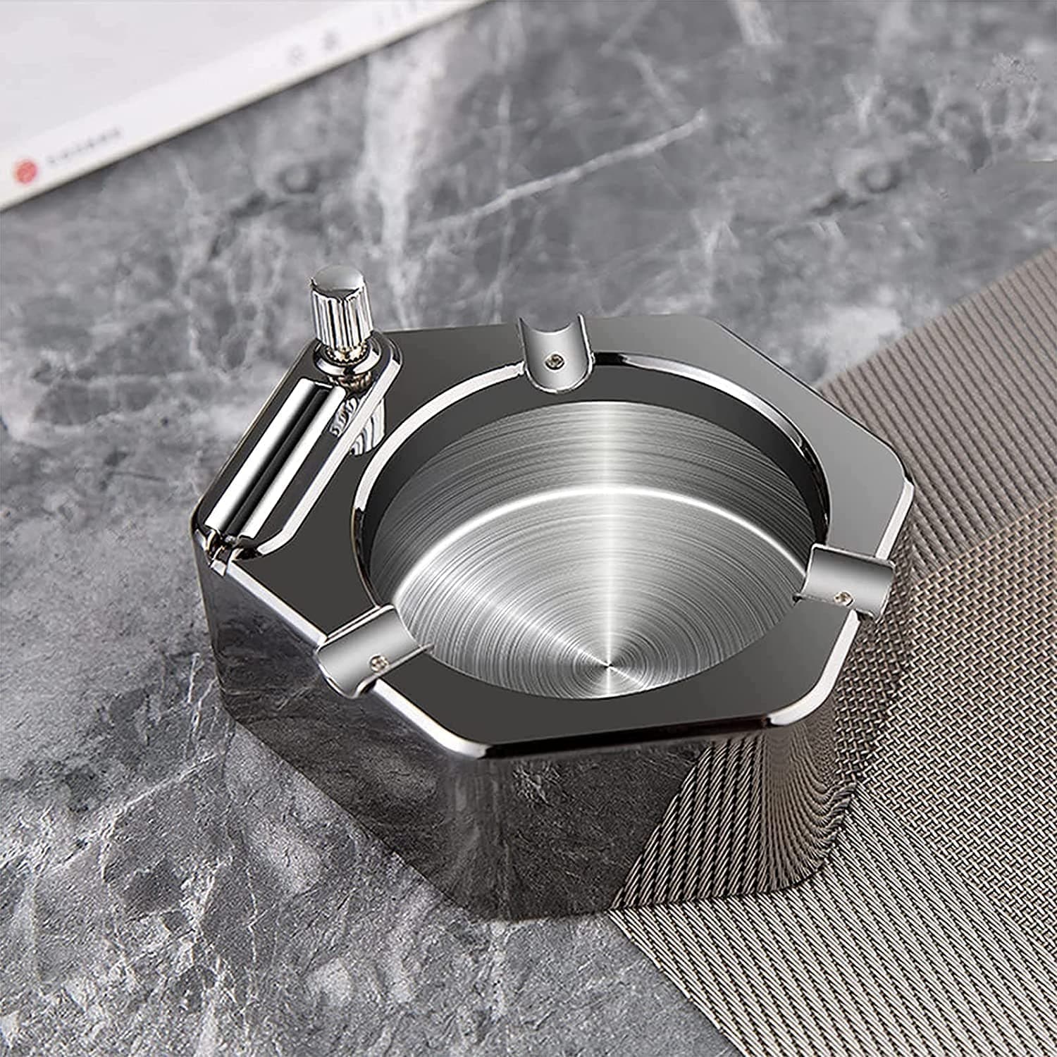 Retro Metal Ashtray Ten Thousand Match Lighter Flint Fire Starter Lighter Desk Decorations Gadgets For Men