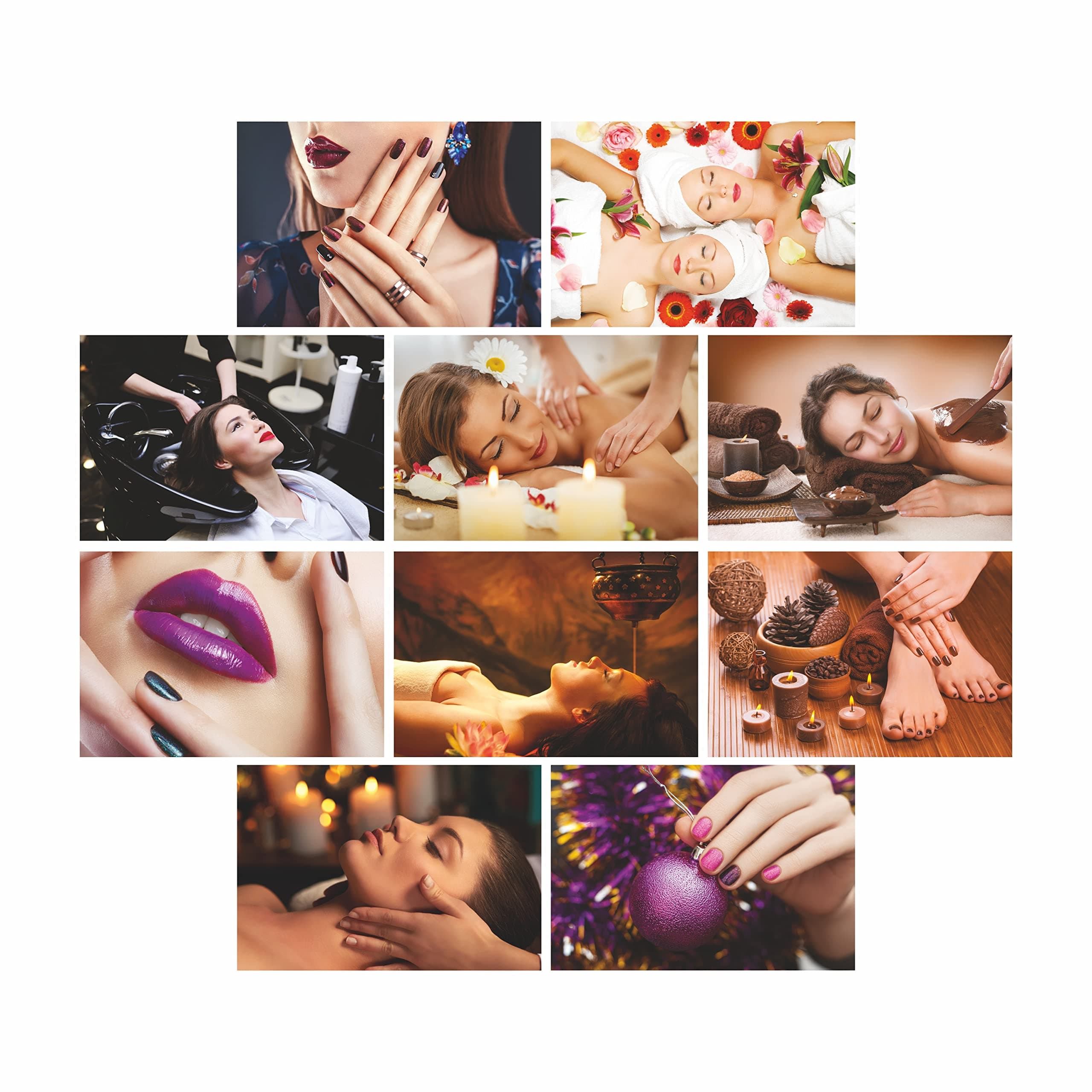 Anne Print Solutions® Spa Posters Salon Posters 13 Inch X 19 Inch* Beauty Parlour Spa Wall Decor Spa Decor Set Of 10 Without Frame Multicolor