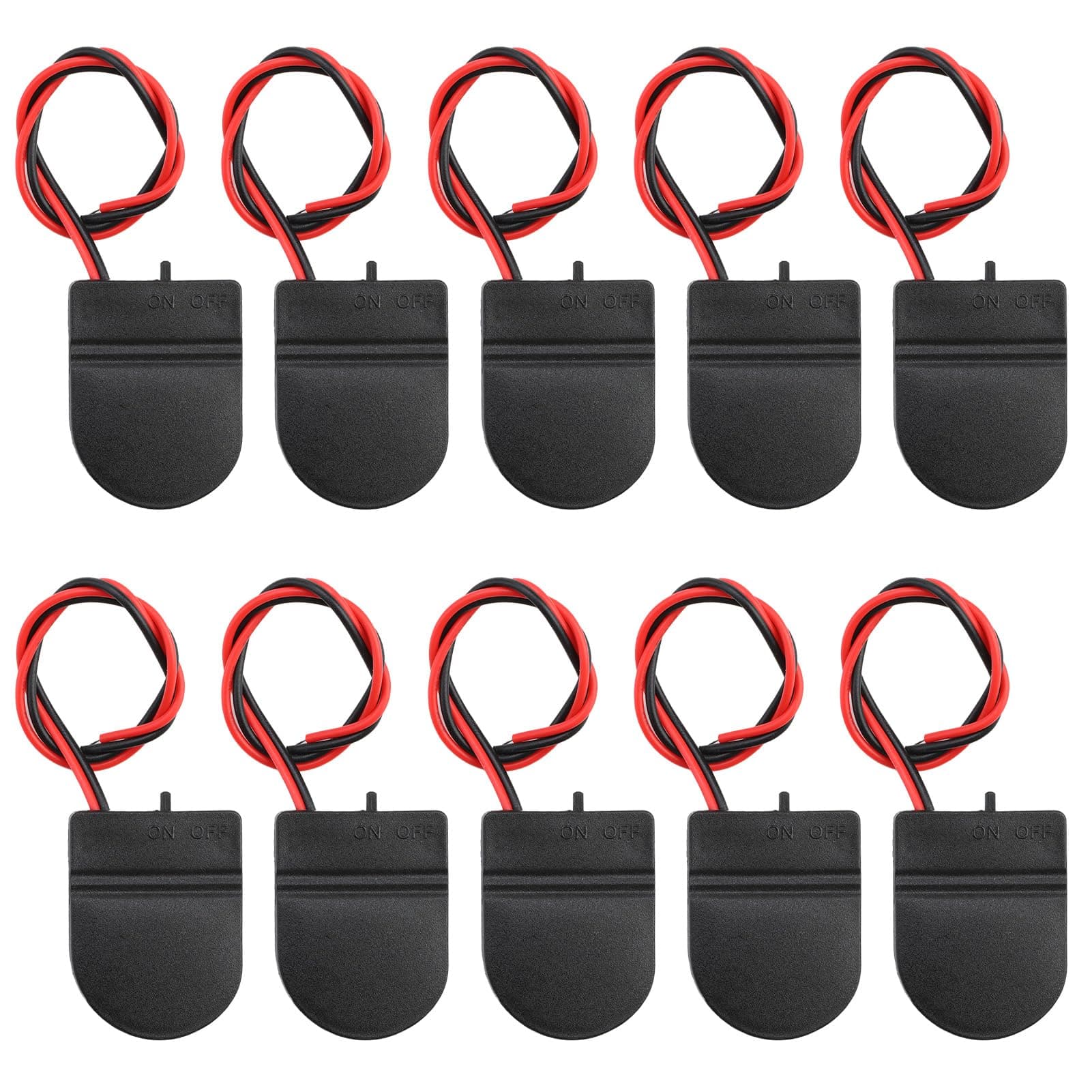 10pcs CR2032 Battery Holder 1x 3V Button Battery Holder Coin Cell Battery Socket Holder Case Box with Wire Lead ON-OFF Switch