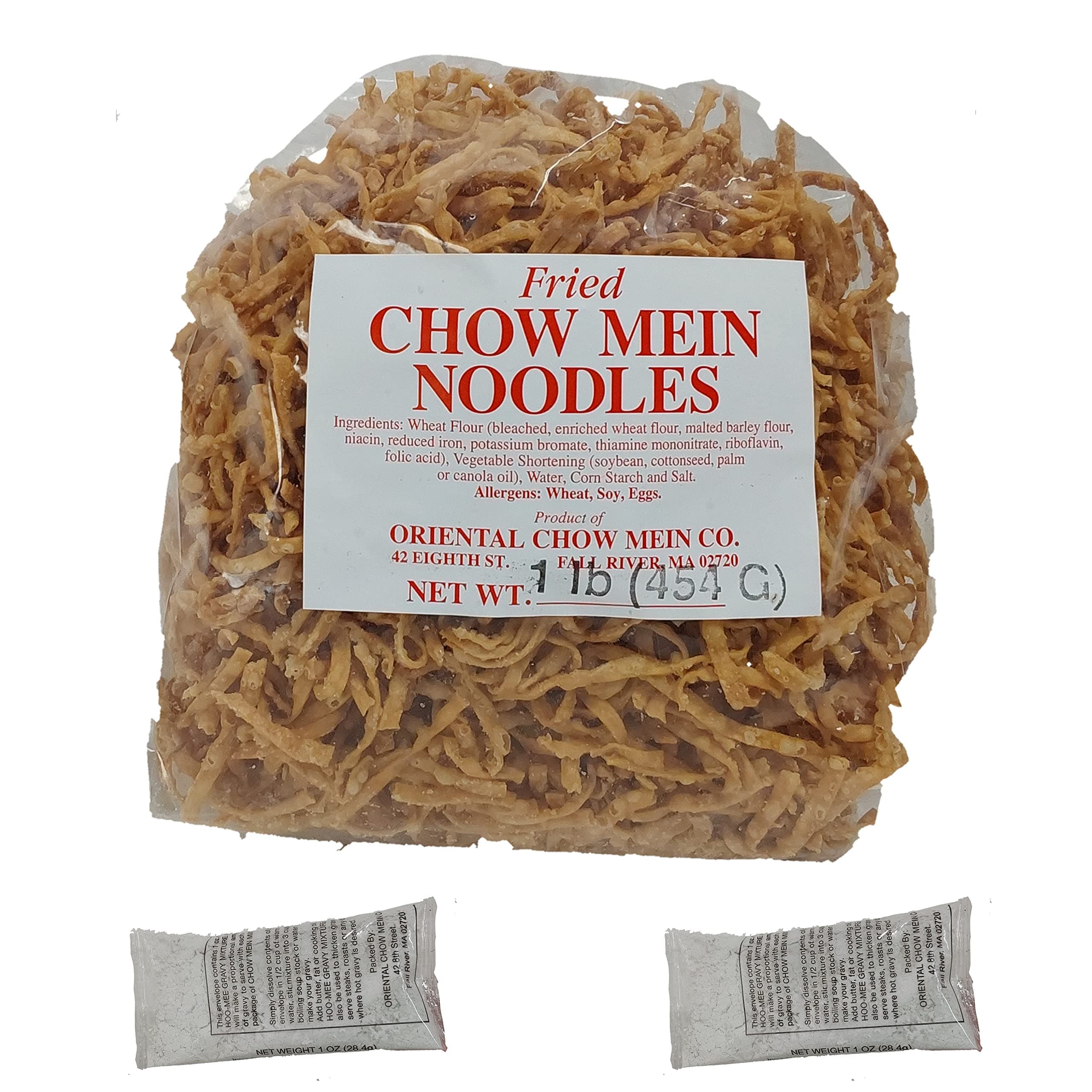 1 lb Hoo-Mee Fried Chow Mein Noodles with (2) 1-oz gravy packets INCLUDES Chicken Chow Mein Recipe