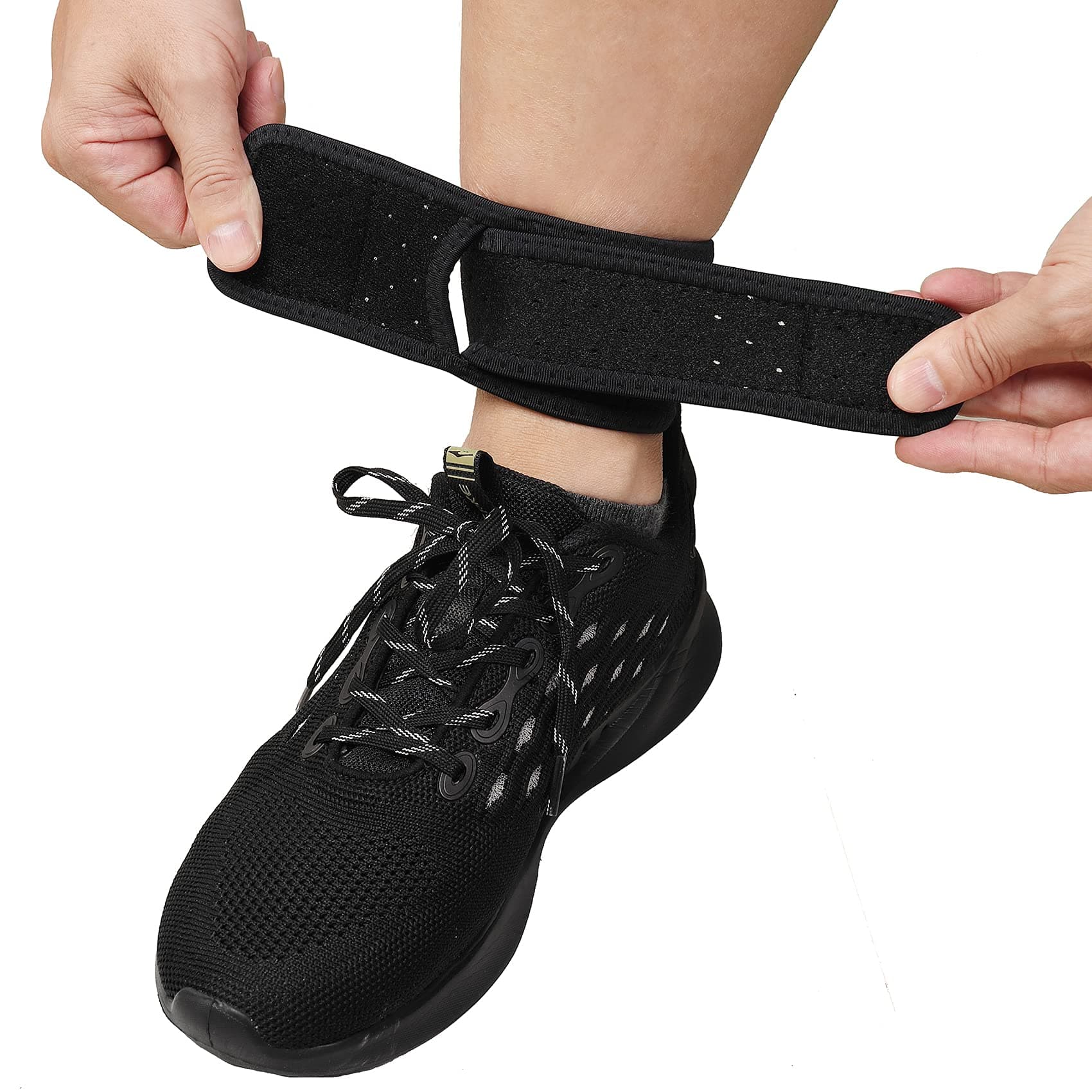 Achilles Tendonitis Brace Adjustable Achilles Strap for Men & Women Breathable Ankle Brace for Achilles Pain, Running, Cycling, Hiking, Sports,One Size, Black, 1pcs