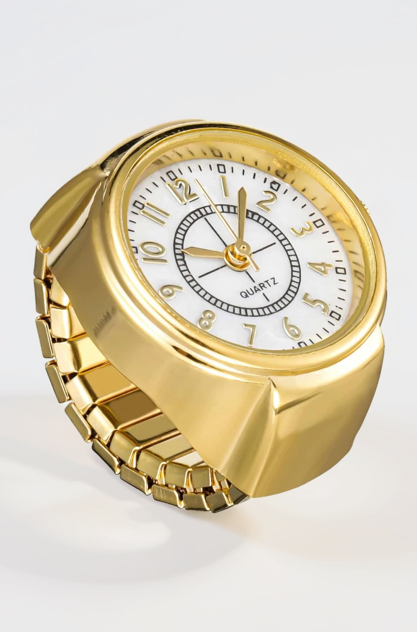 Ring Watch for Women Stainless Steel Gold Plated Stylish Strachable Gold Ring for Women Girls Love Gifts