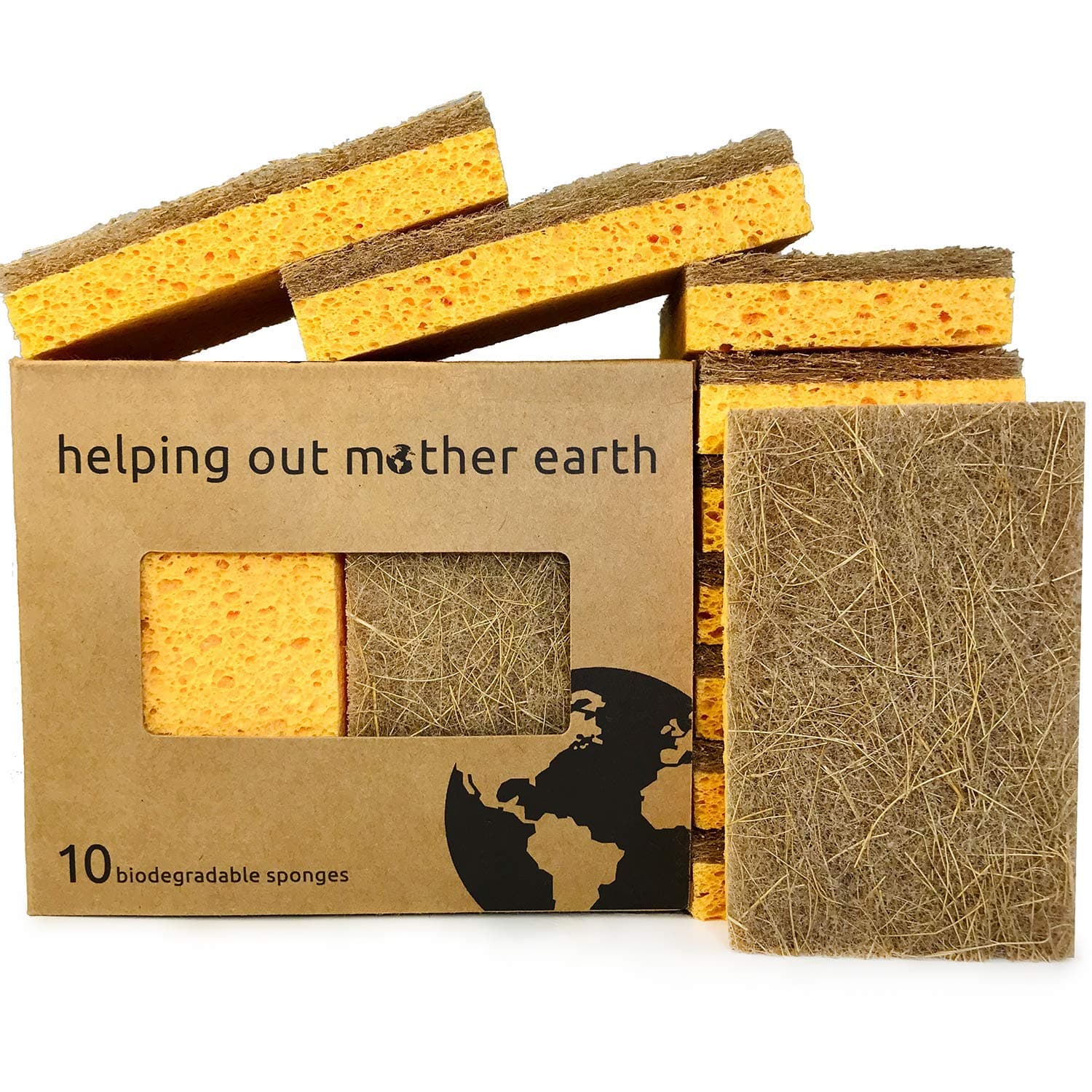 Natural Sponge 10 Pack - Eco Friendly Kitchen Sponge for Sustainable Living | Biodegradable Plant Based Cleaning Dish Sponge