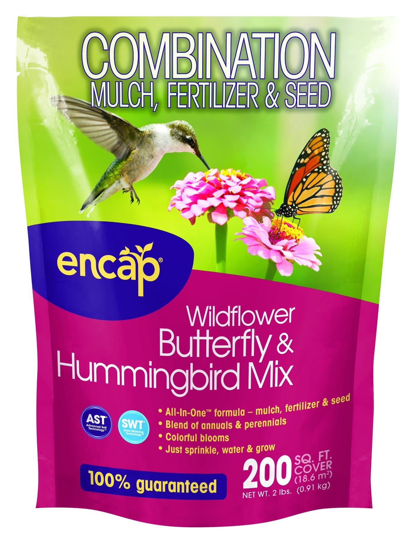 Encap 10810-6 Wildflowers Butterfly and Hummingbird Mix, 2 Pounds, 200-Square Feet Cover