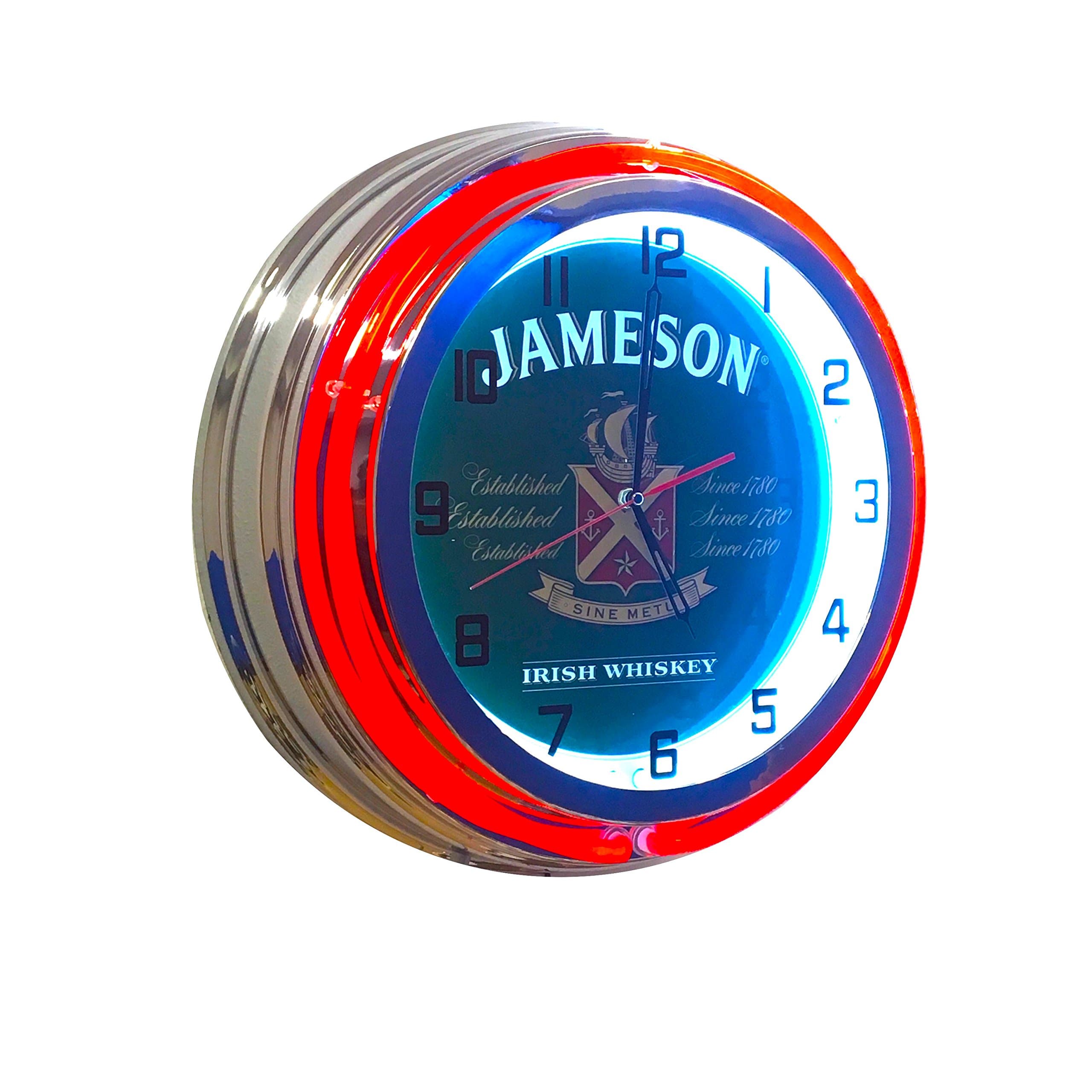 Jameson Irish Whiskey Sign - 19 Inch Diameter Neon Clock