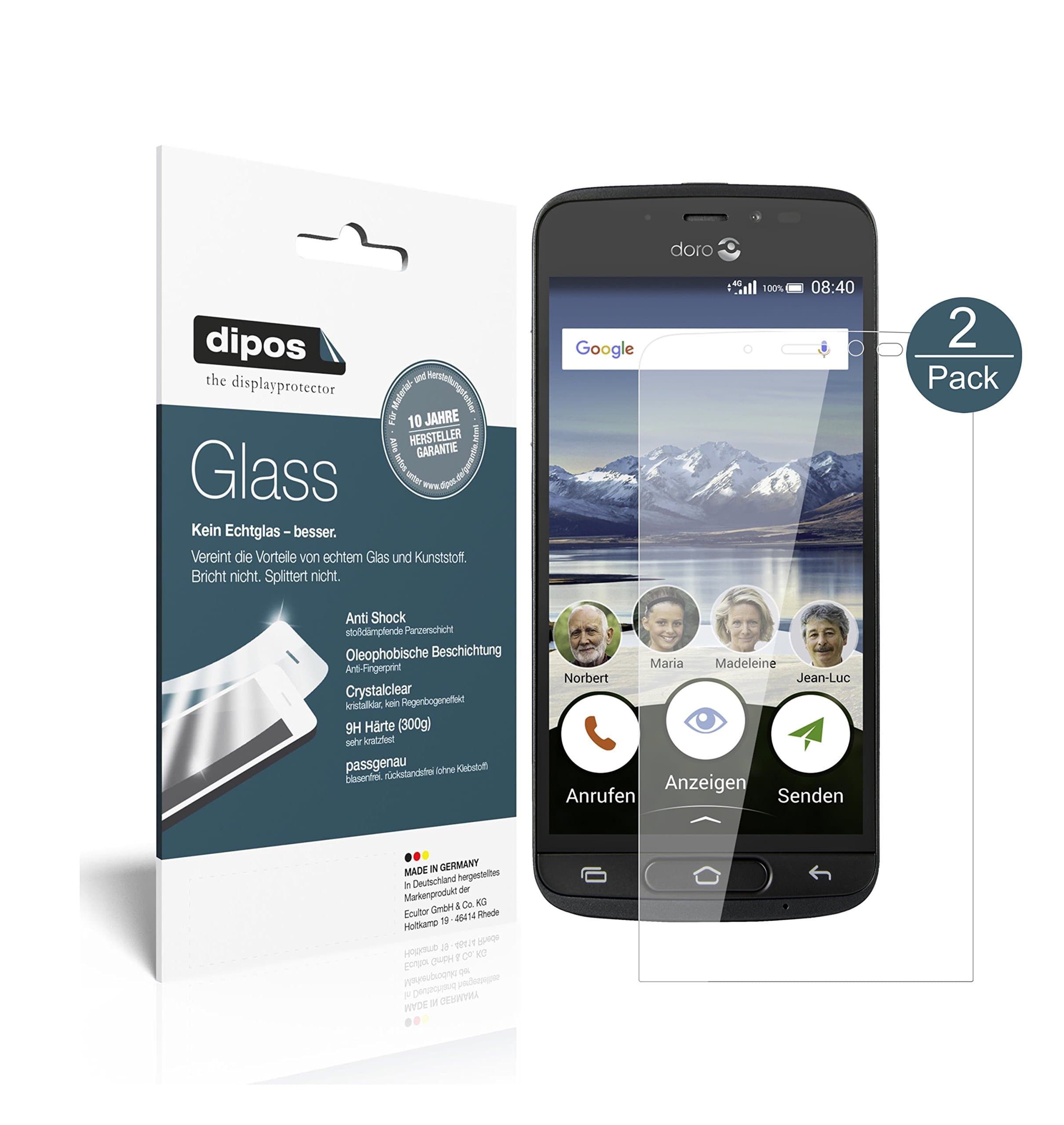 dipos I 2x Screen Protector compatible with Doro 8040 Flexible Glass 9H Display Protection