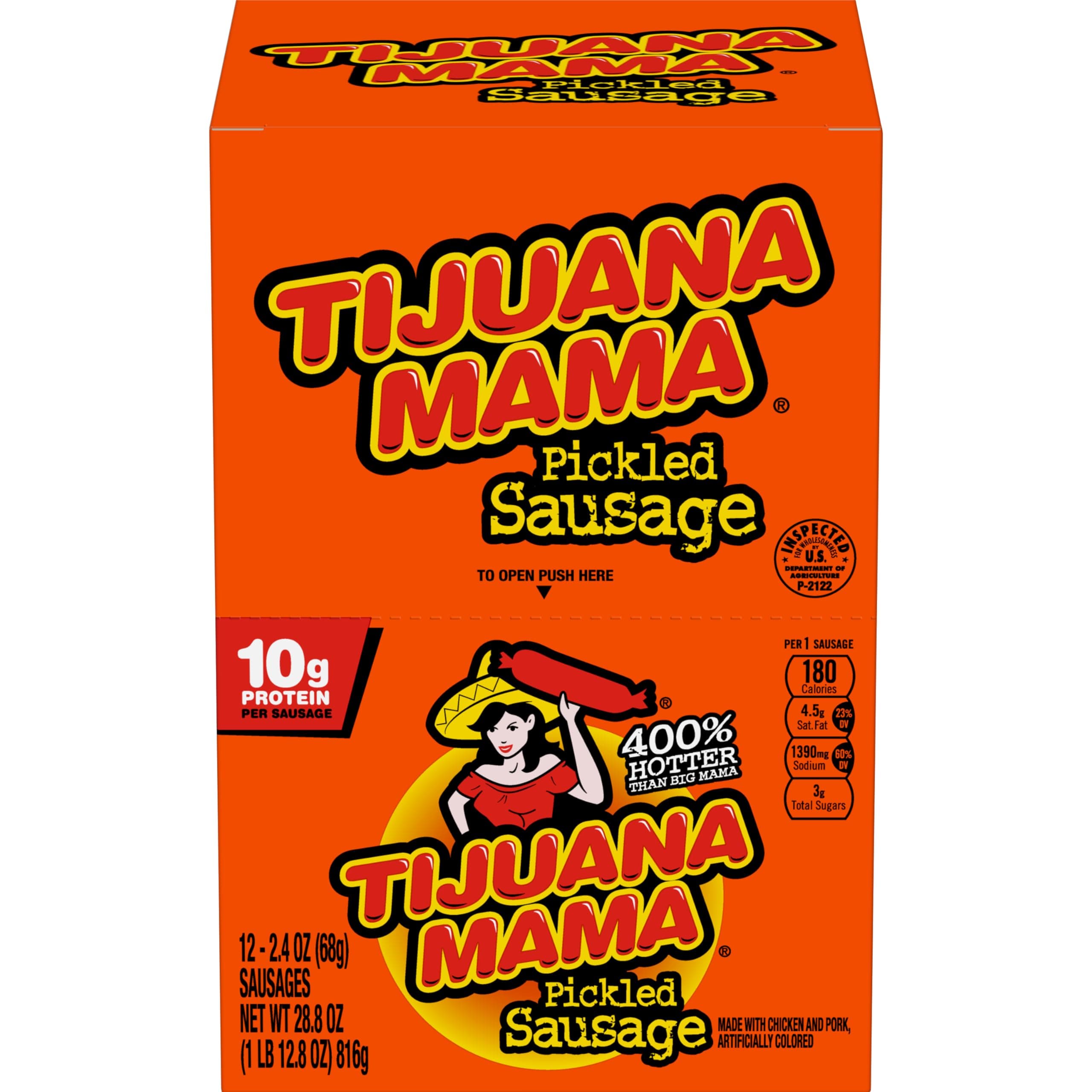 Tijuana Mama Pickled Sausages, 2.4 Ounce, 12 Pack