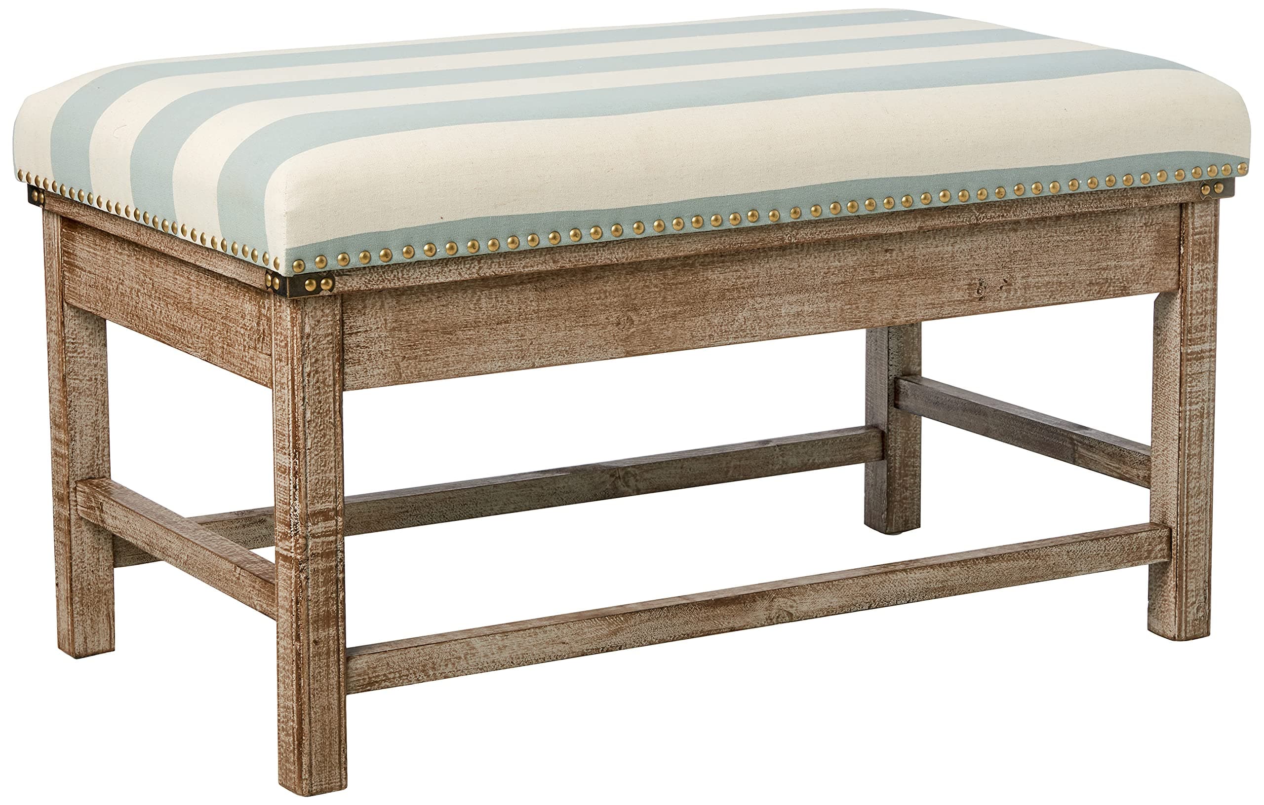 Decor Therapy Farley Upholstered Weathered Ottoman, Driftwood , 35.43x20.08x19.69