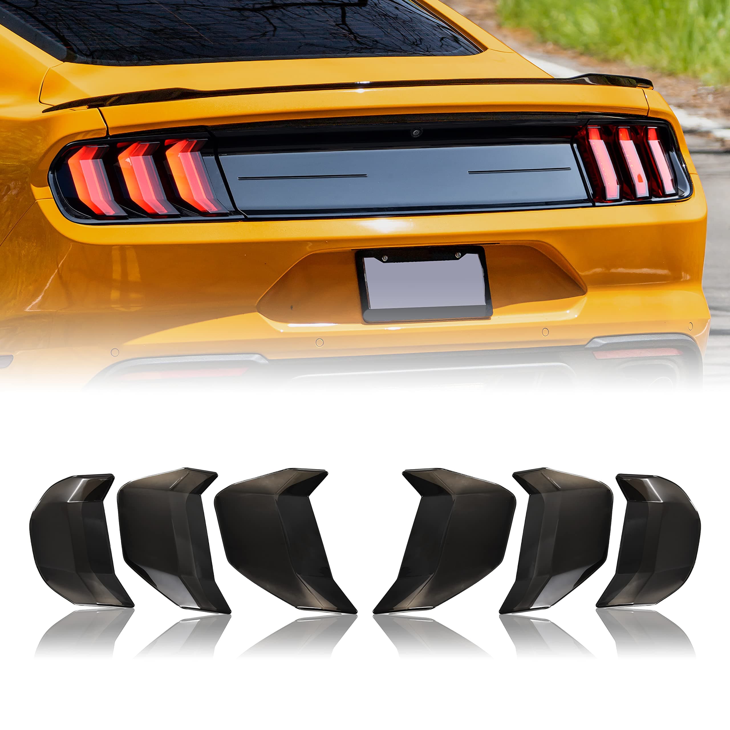 Tail Light Cover for Mustang GT 18-22, Tail Light Lamp Covers Trim Protector for Ford Mustang 2018 2019 2020 2021 2022 Accessories, 6PCS, Smoke Black