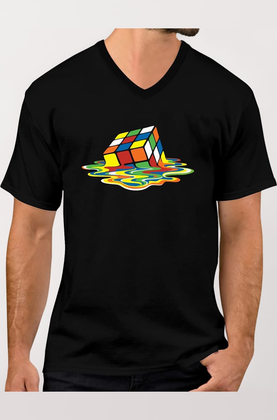 Men's Regular Fit Cotton Graphic Printed V Neck Half Sleeves Trending Trendy Pootlu College Tshirts.