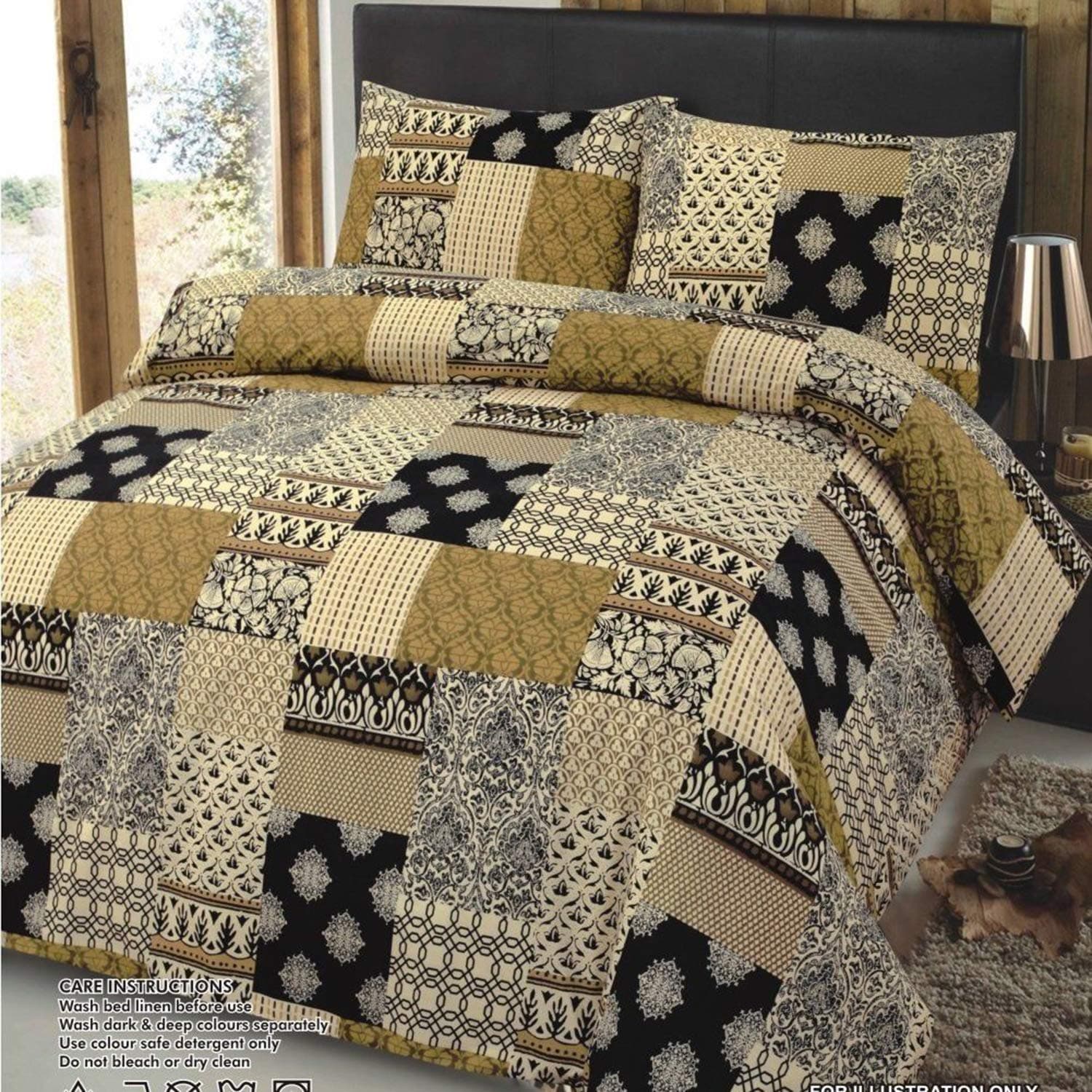 HASSTEX Premium Quality 100% Egyptian Cotton Duvet Quilt Cover Abstract Designs Luxury Bedding Set (Ebony-SuperKing)