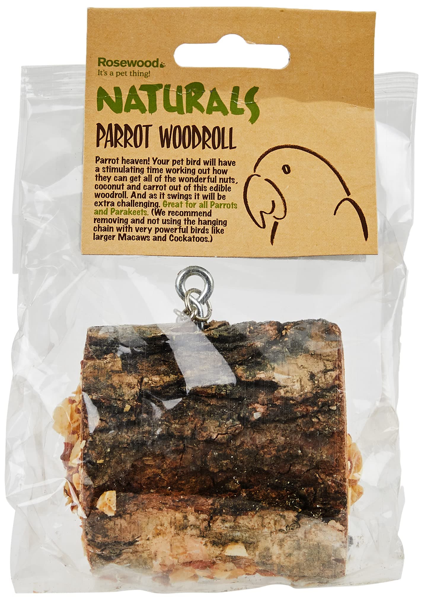 Rosewood Naturals Bird Parrot Woodroll, transparent