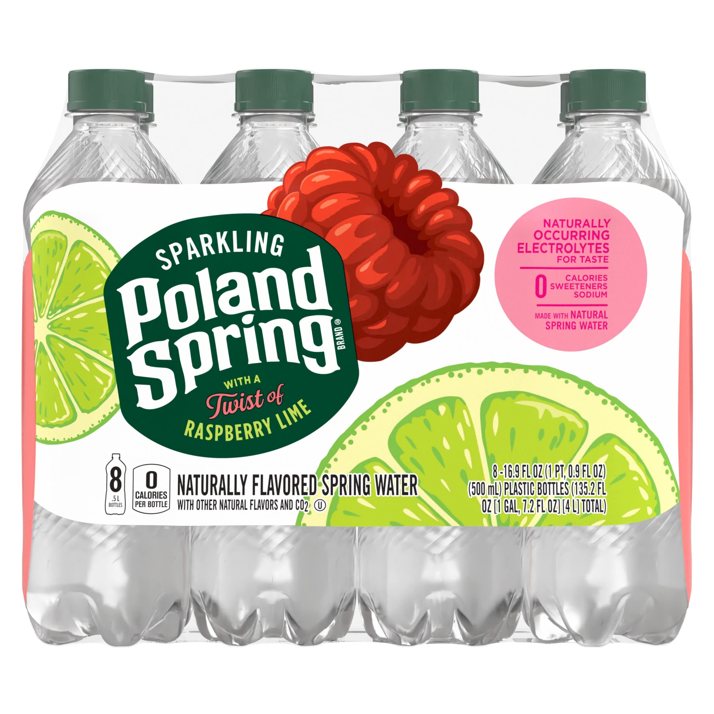Sparkling Water, Raspberry Lime, 16.9 Fl Oz (Pack of 8)