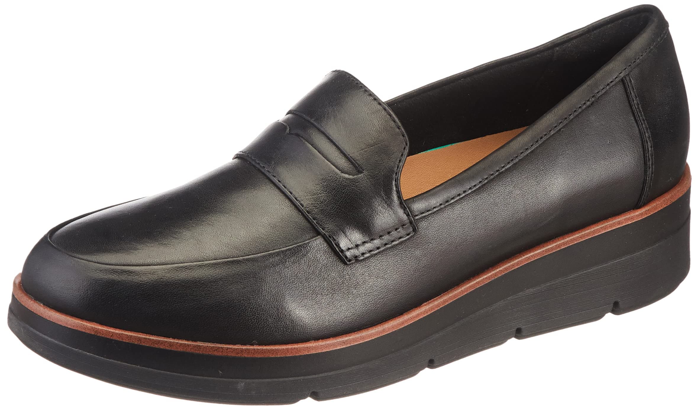 Clarks Womens Shaylin Step Black Leather Loafers