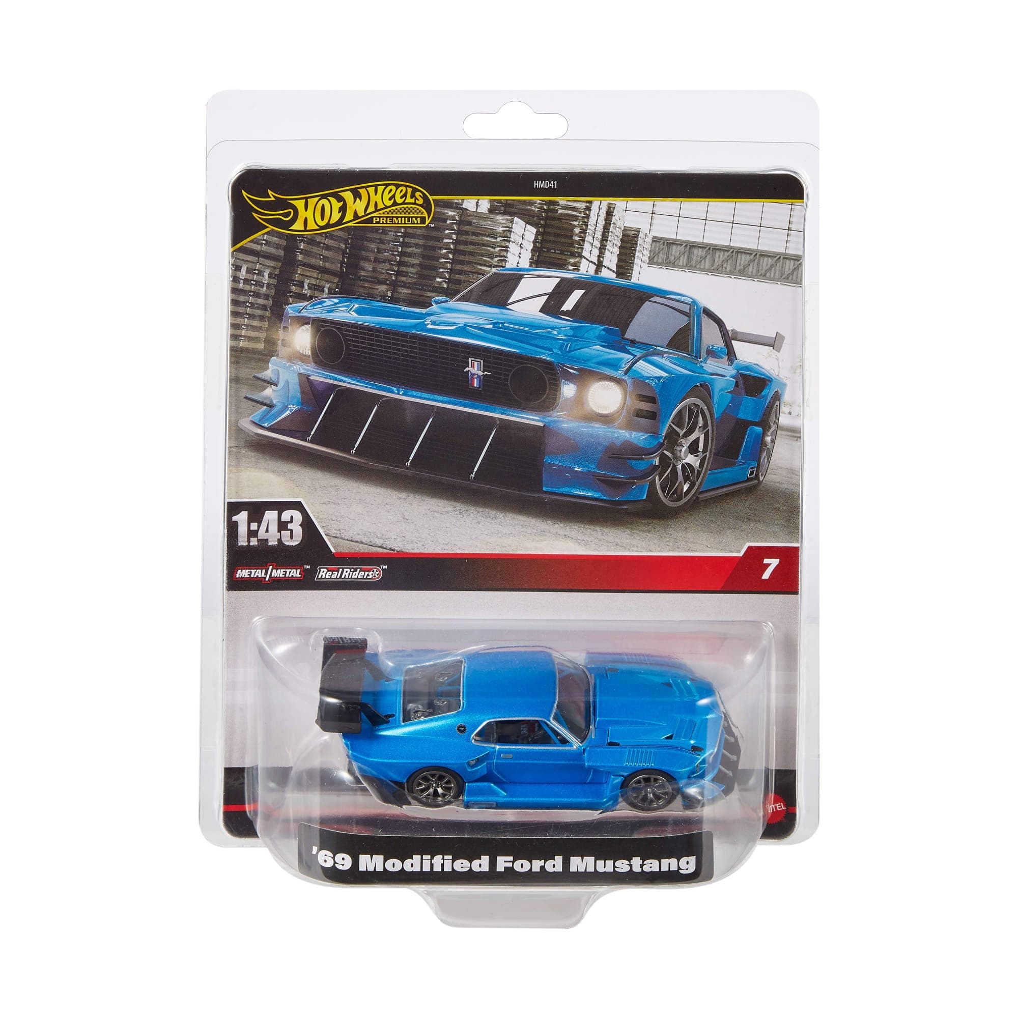Hot Wheels Premium 1:43rd Scale Vehicle, 69 Modified Ford Mustang, Officially Licensed Replicas for Adult Collectors, Real Riders Tires, Metal/Metal Body & Chassis
