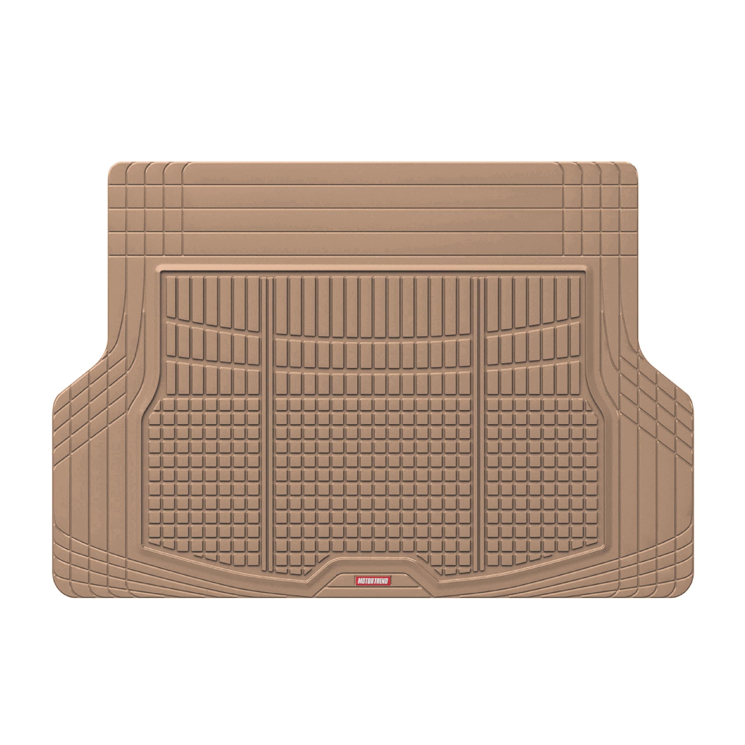 Motor Trend FlexTough Rear Cargo Mat – Heavy-Duty Trimmable Car Trunk Mat for Back of SUV, Universal Rear Cargo Liner for SUV, Flexible Trunk Liner, Automotive Floor Mats & Cargo Liners (Beige)