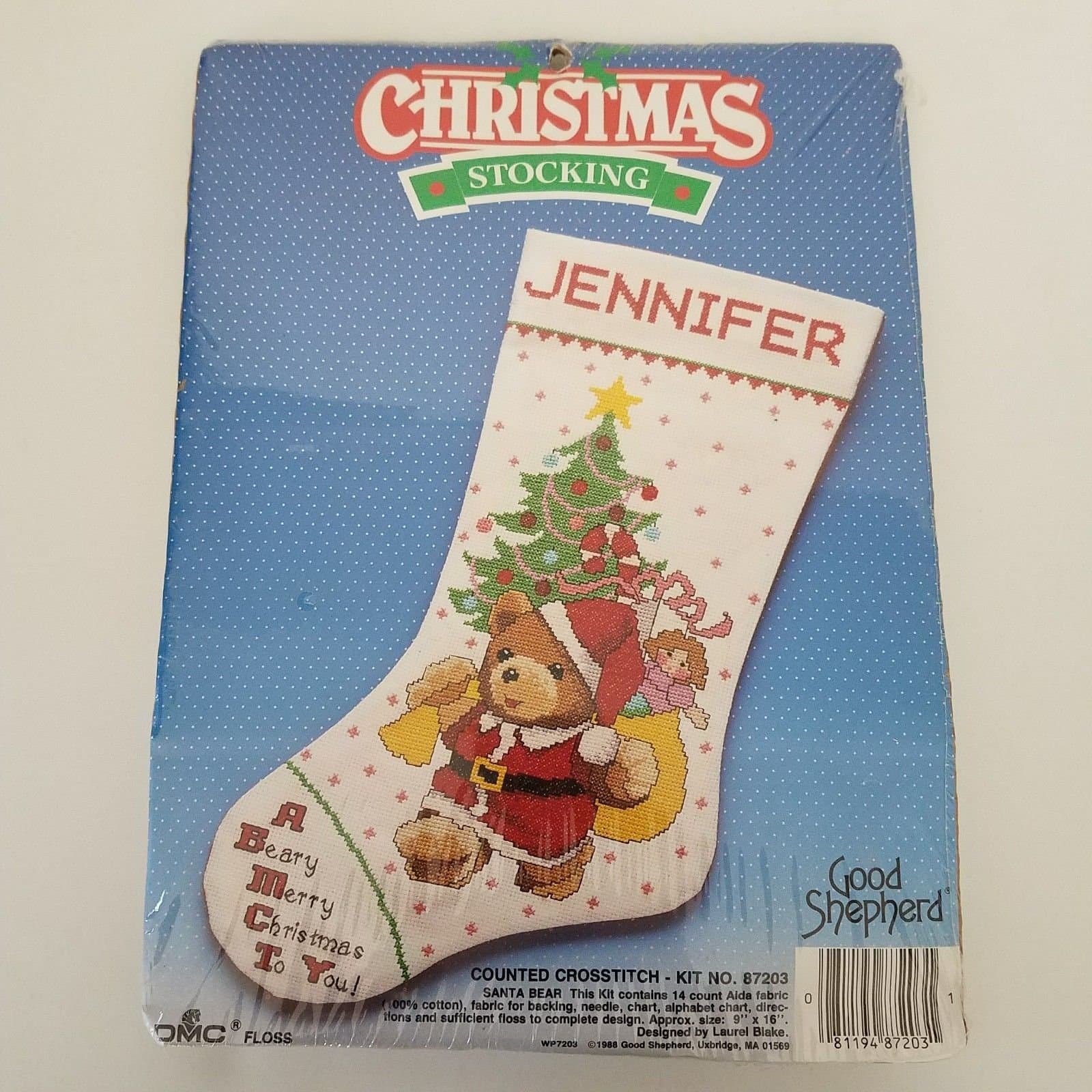 Good Shepherd Counted Cross Stitch Kit - Christmas Stocking - Santa Bear